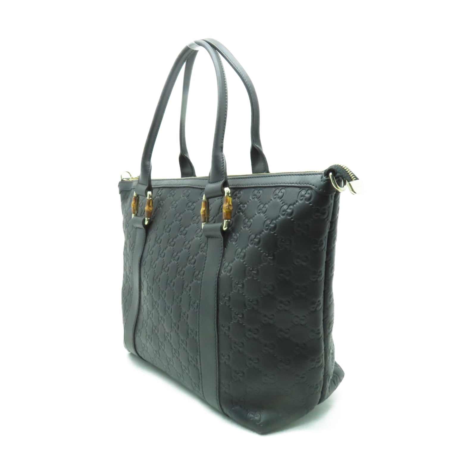 GUCCI 牛皮皮革2 Way Shoulder金扣/銀扣手挽肩背兩用袋黑色
