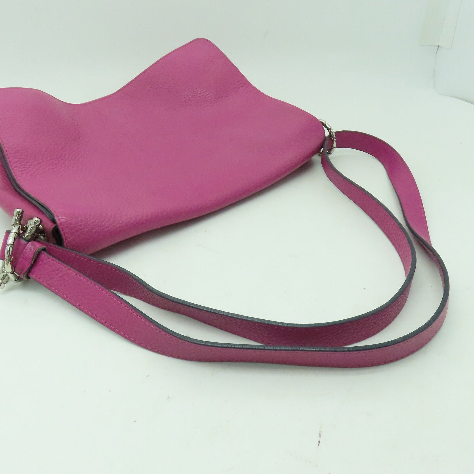 LOEWE 【激減優惠】牛皮皮革Shoulder Bag銀扣肩背袋紫紅色
