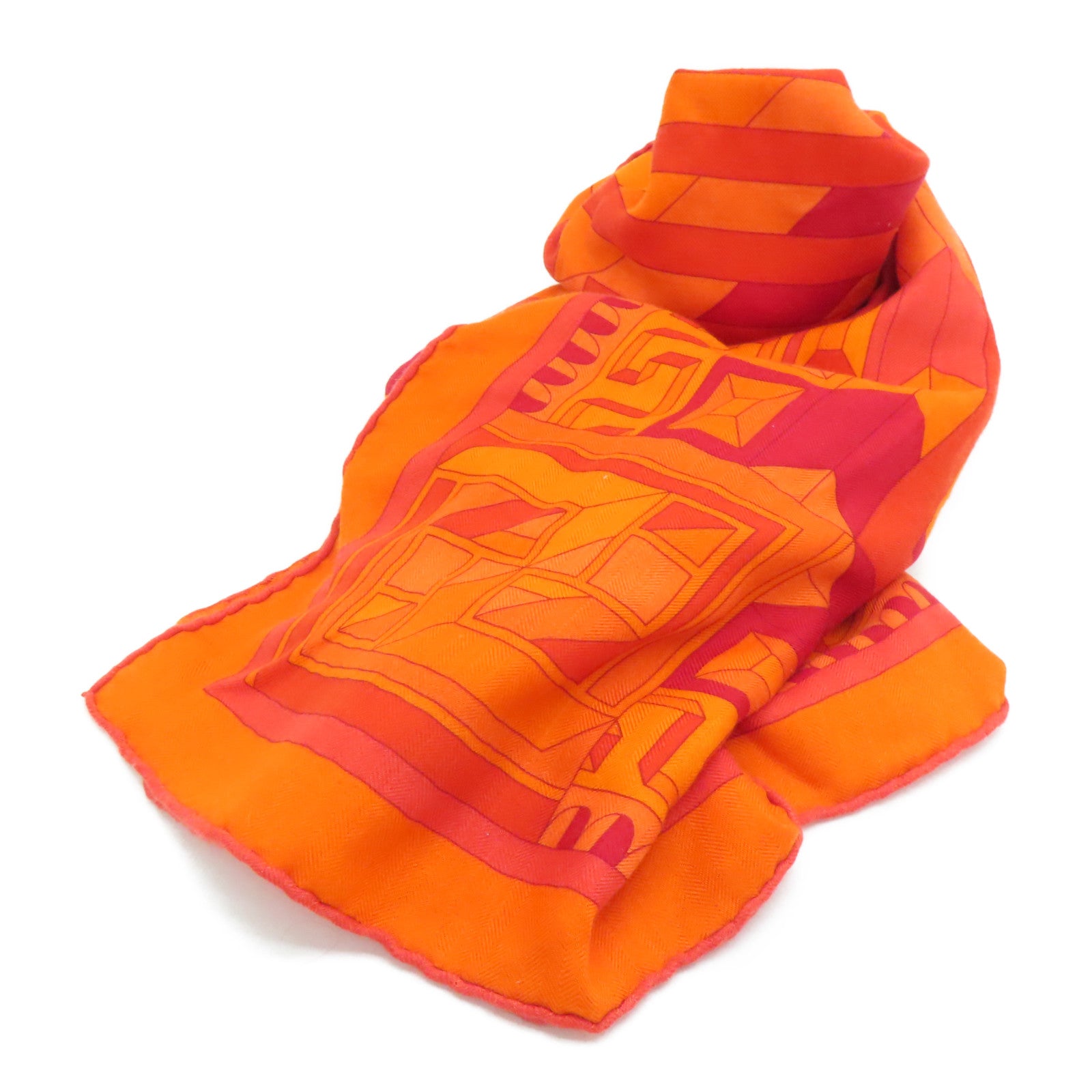 HERMES 羊绒丝质Scarf颈巾橙色