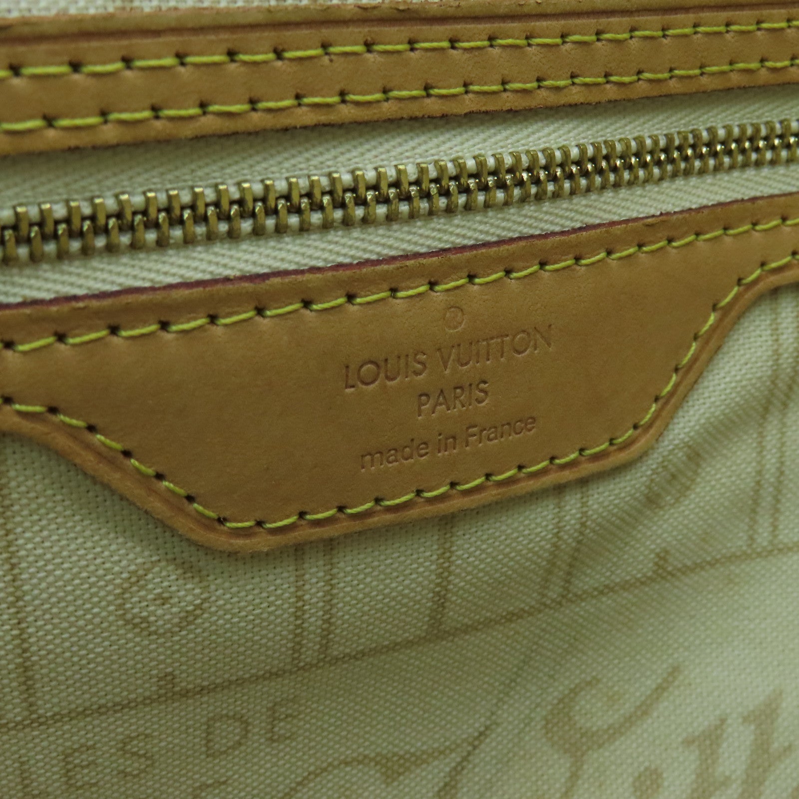 LOUIS VUITTON Damier Azur Neverfull MM金扣手挽袋白色