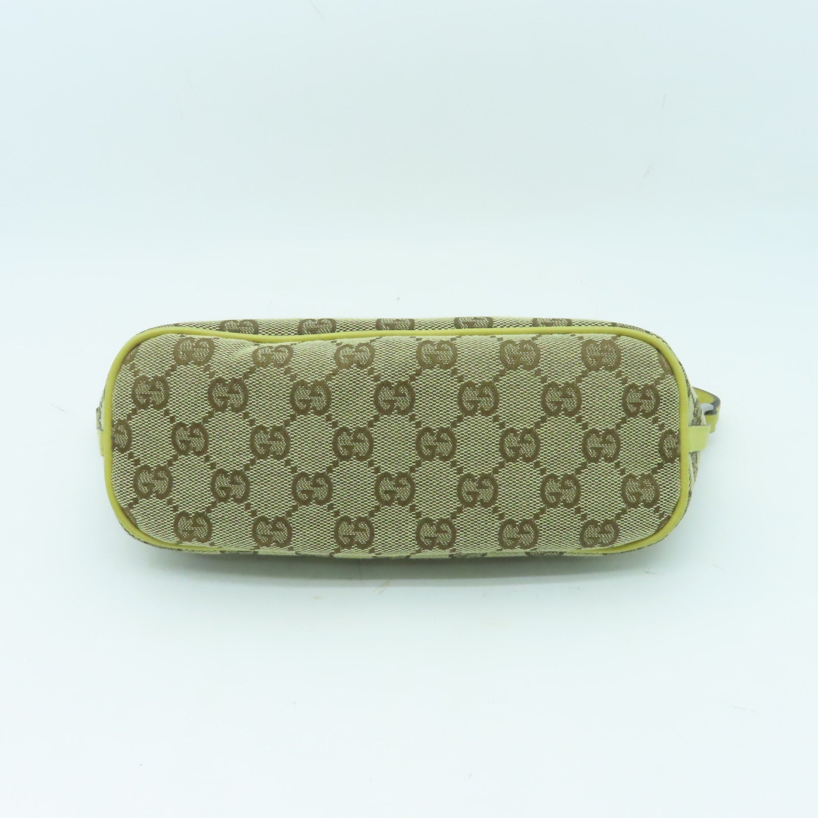 GUCCI 帆布Pouch銀扣手提包啡色/黃色