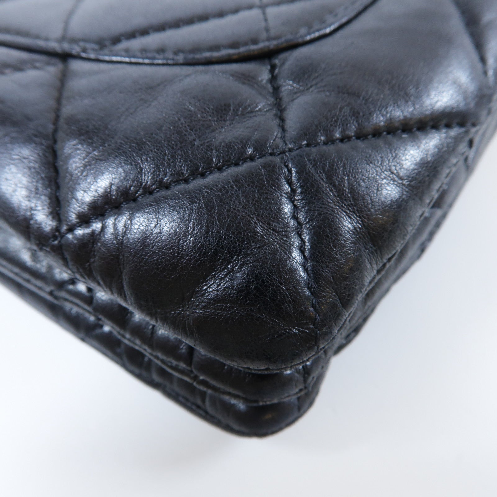 CHANEL 菱格牛皮皮革Chain Shoulder Bag銀扣鏈帶肩背袋黑色