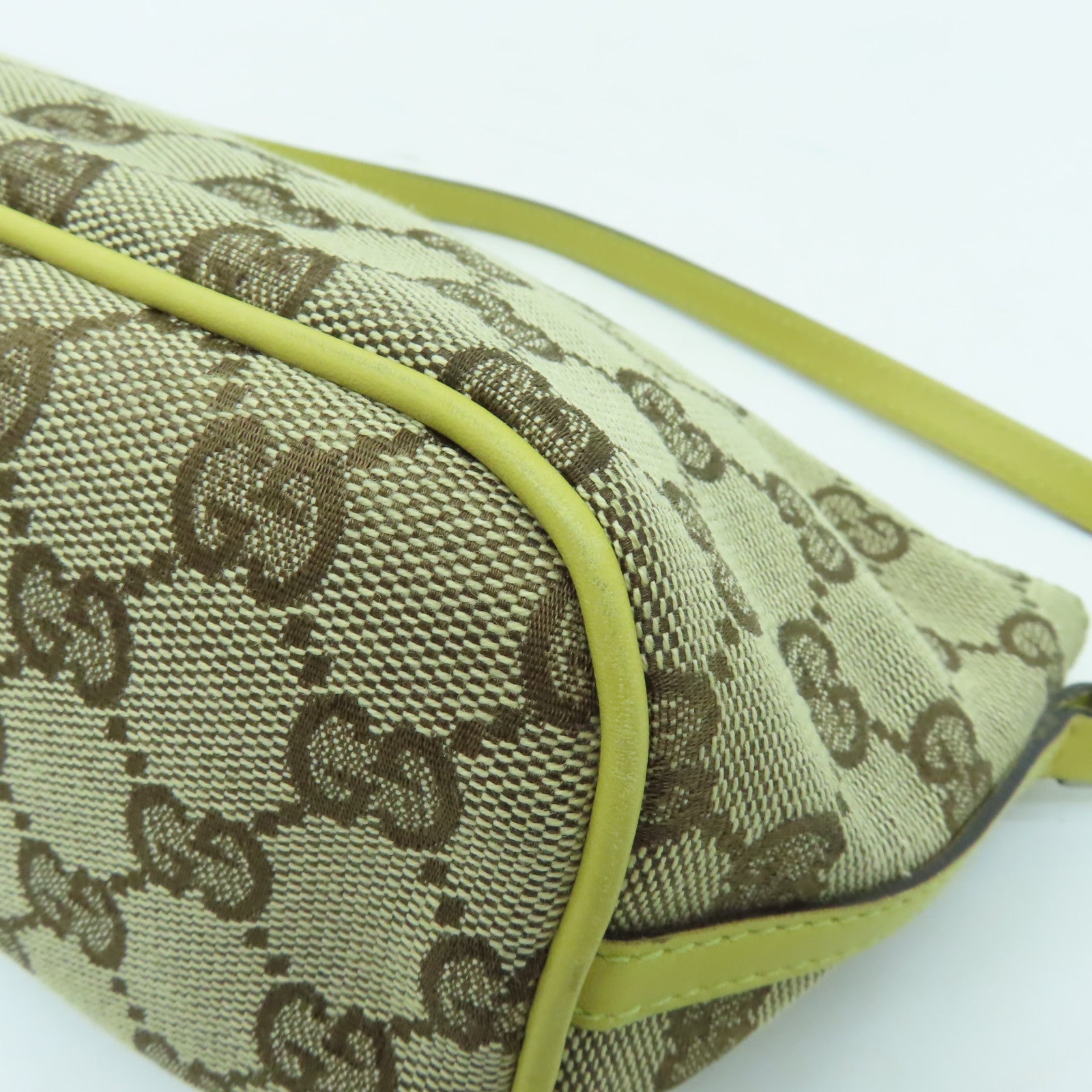 GUCCI 帆布Pouch銀扣手提包啡色/黃色