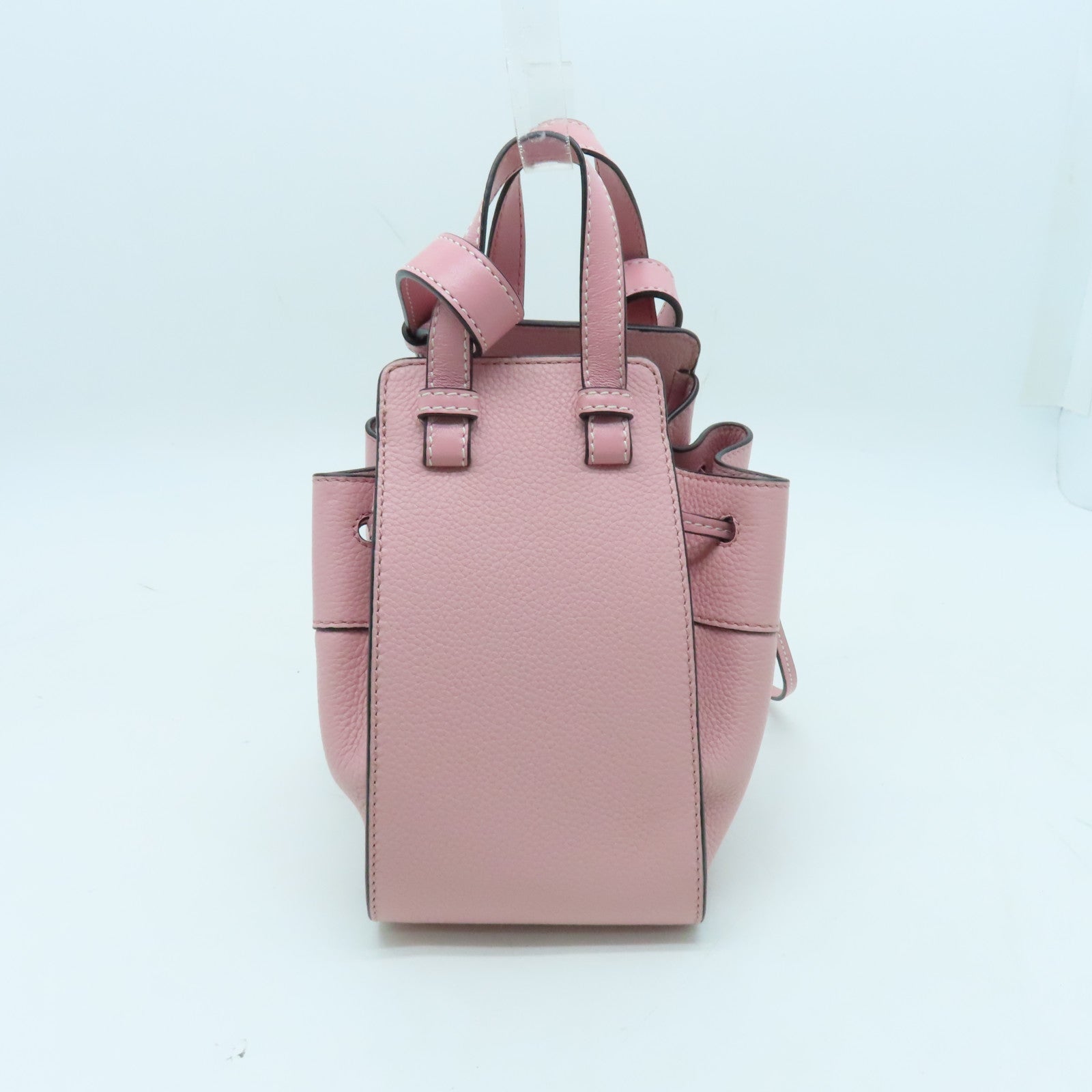 LOEWE Cowhide Leather Mini Hammock Silver Buckle Handle Shoulder Backpack Pink
