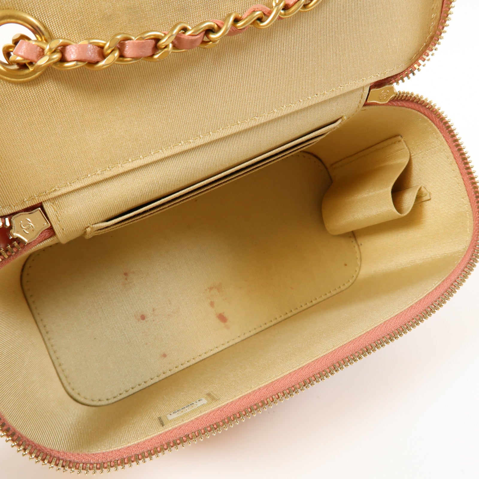 CHANEL 菱格羊皮皮革Chain Shoulder Bag金扣鏈帶肩背袋粉紅色