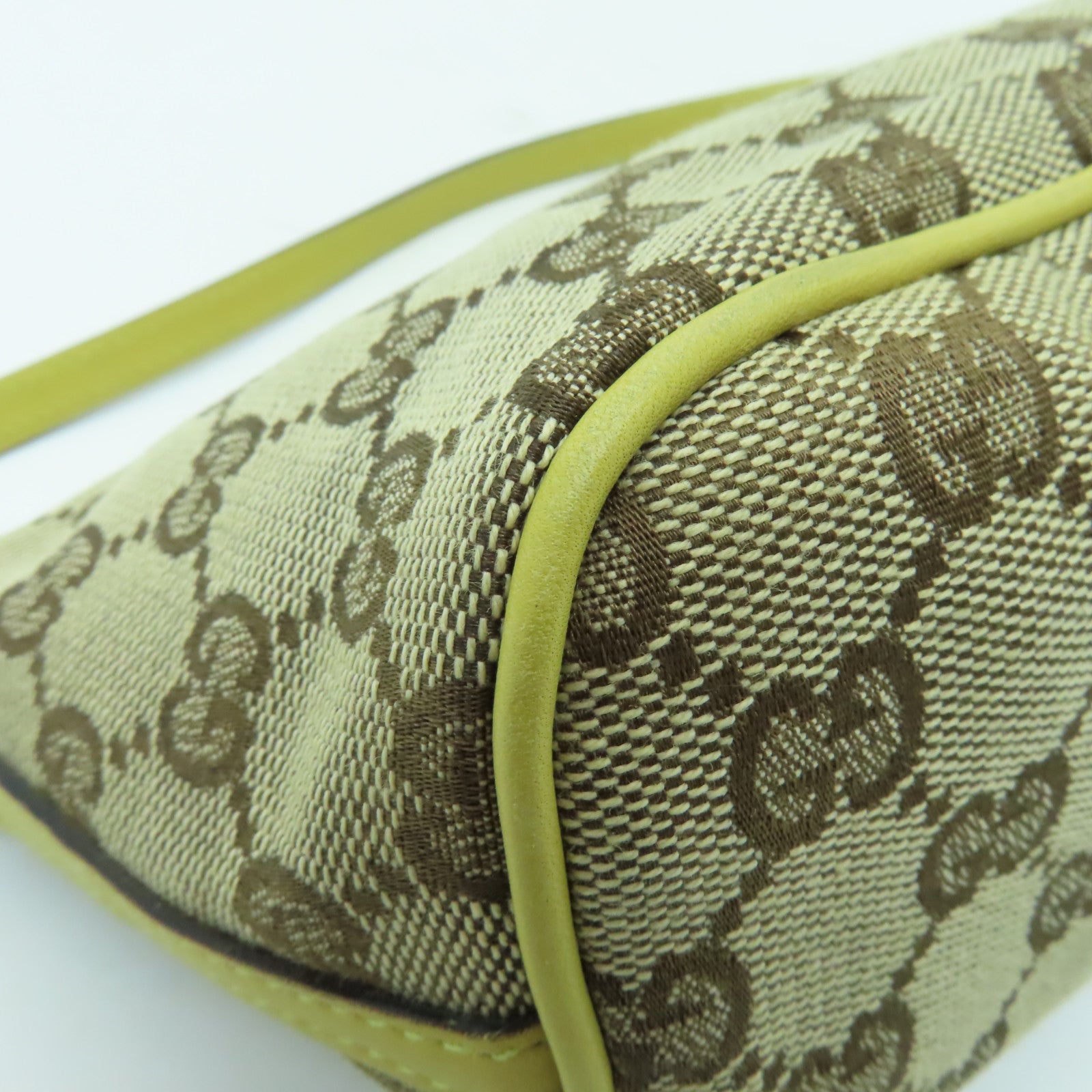 GUCCI 帆布Pouch銀扣手提包啡色/黃色