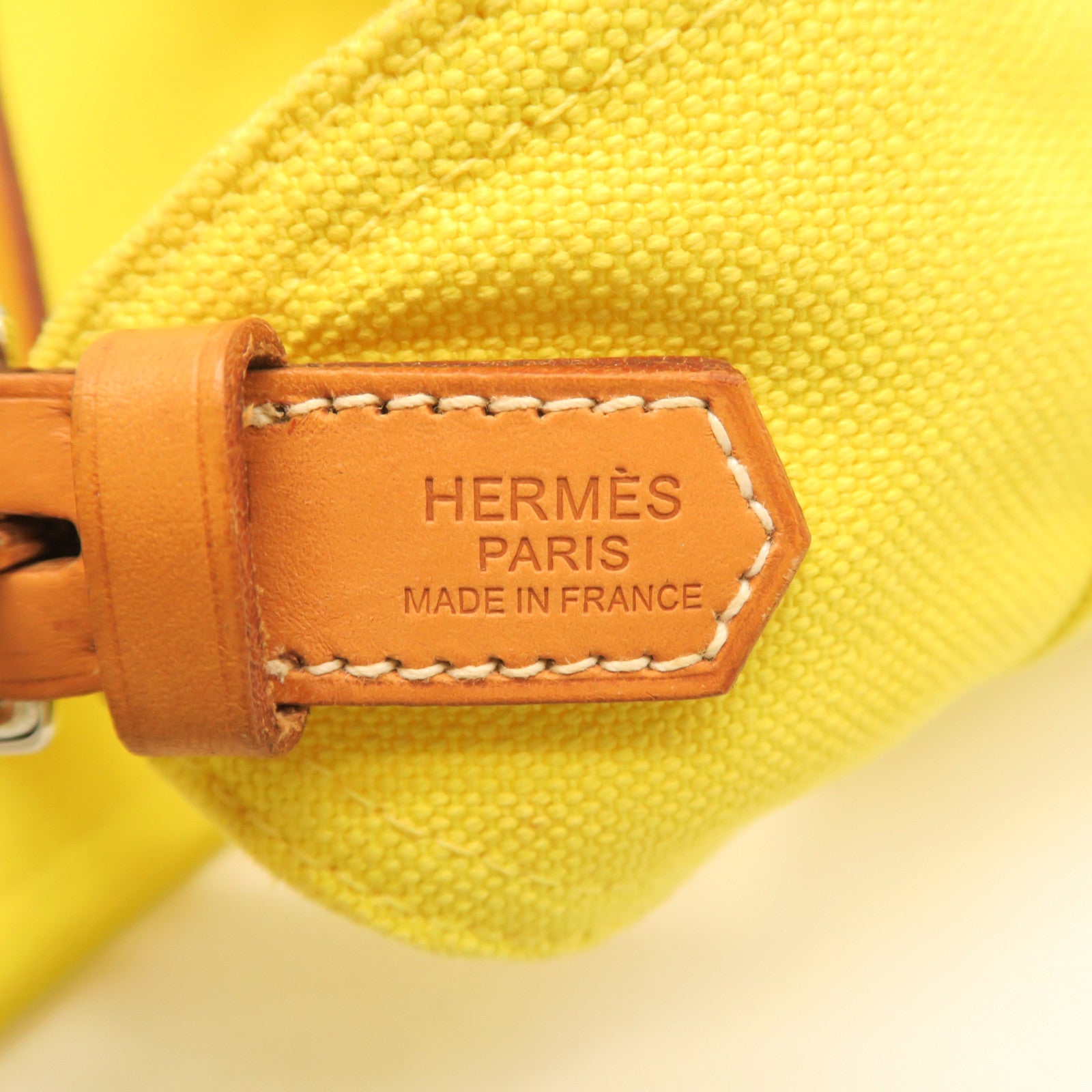 HERMES Canvas Shoulder Bag Silver Buckle Shoulder Bag Yellow