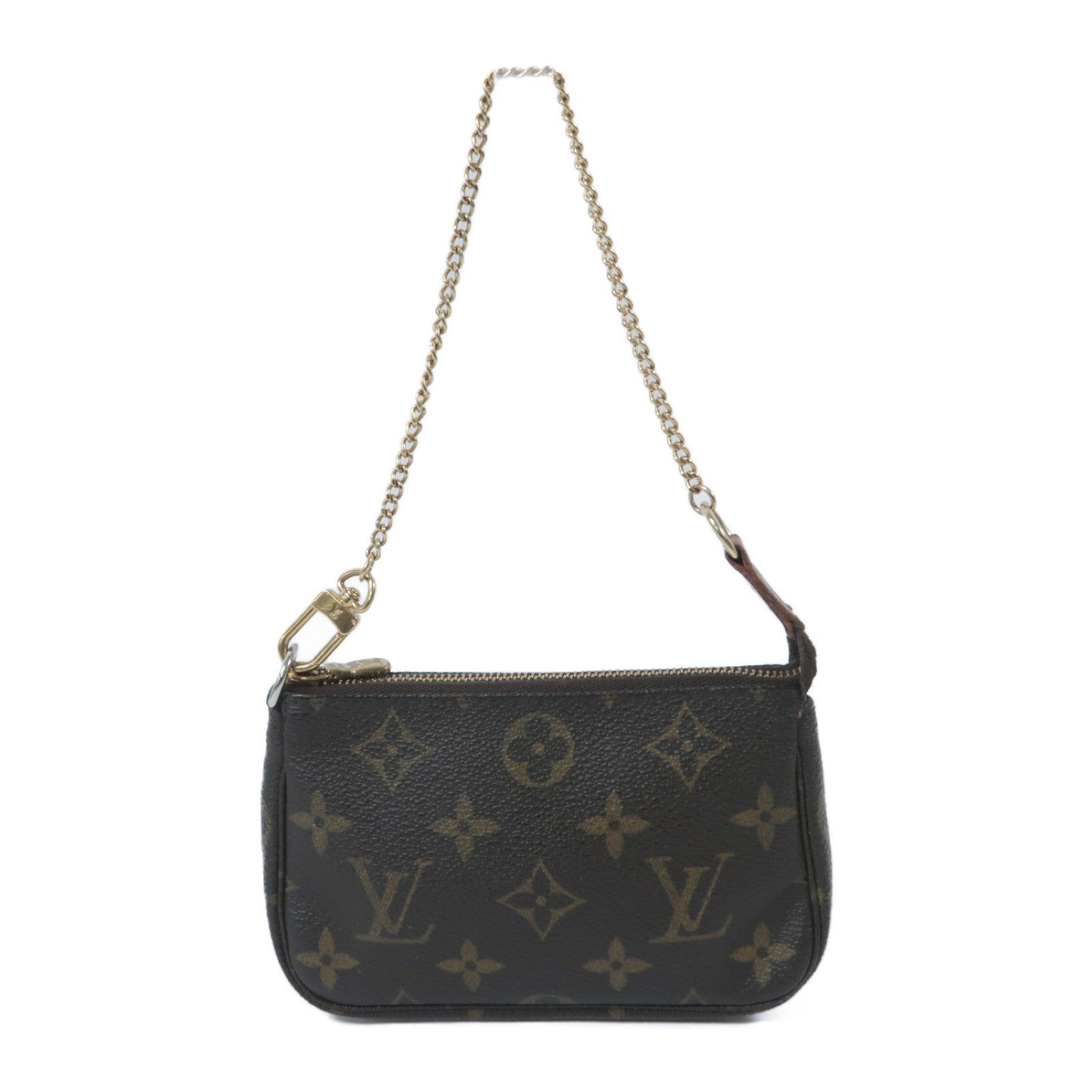 LOUIS VUITTON Monogram Mini Pochette Accessoires金扣手挽袋啡色