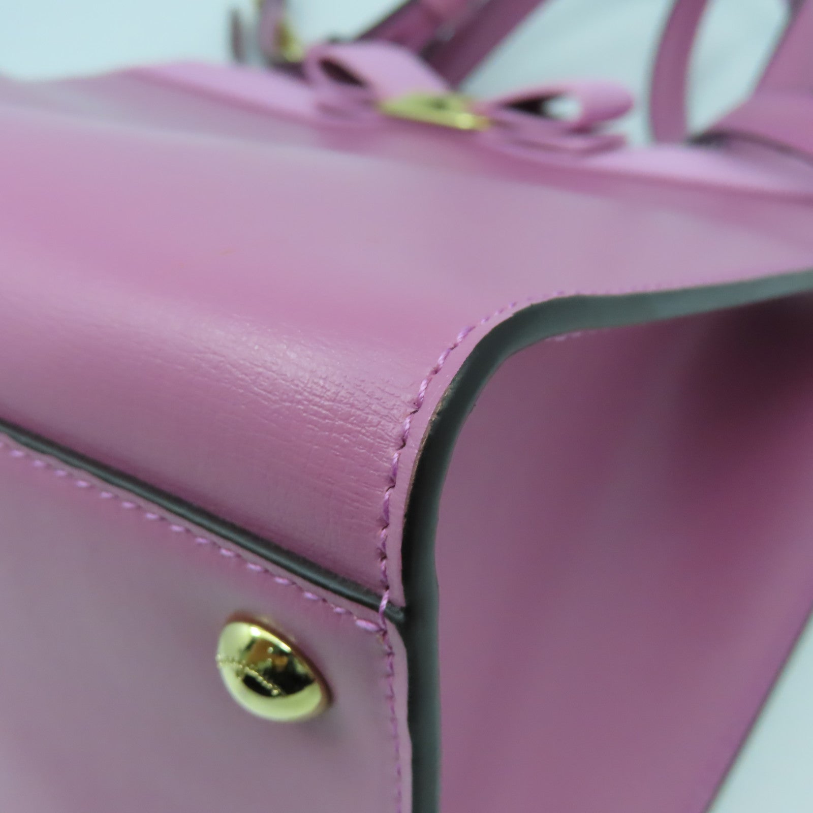 Salvatore Ferragamo 牛皮皮革Chain Shoulder Bag金扣手挽肩背兩用袋暗粉紅色