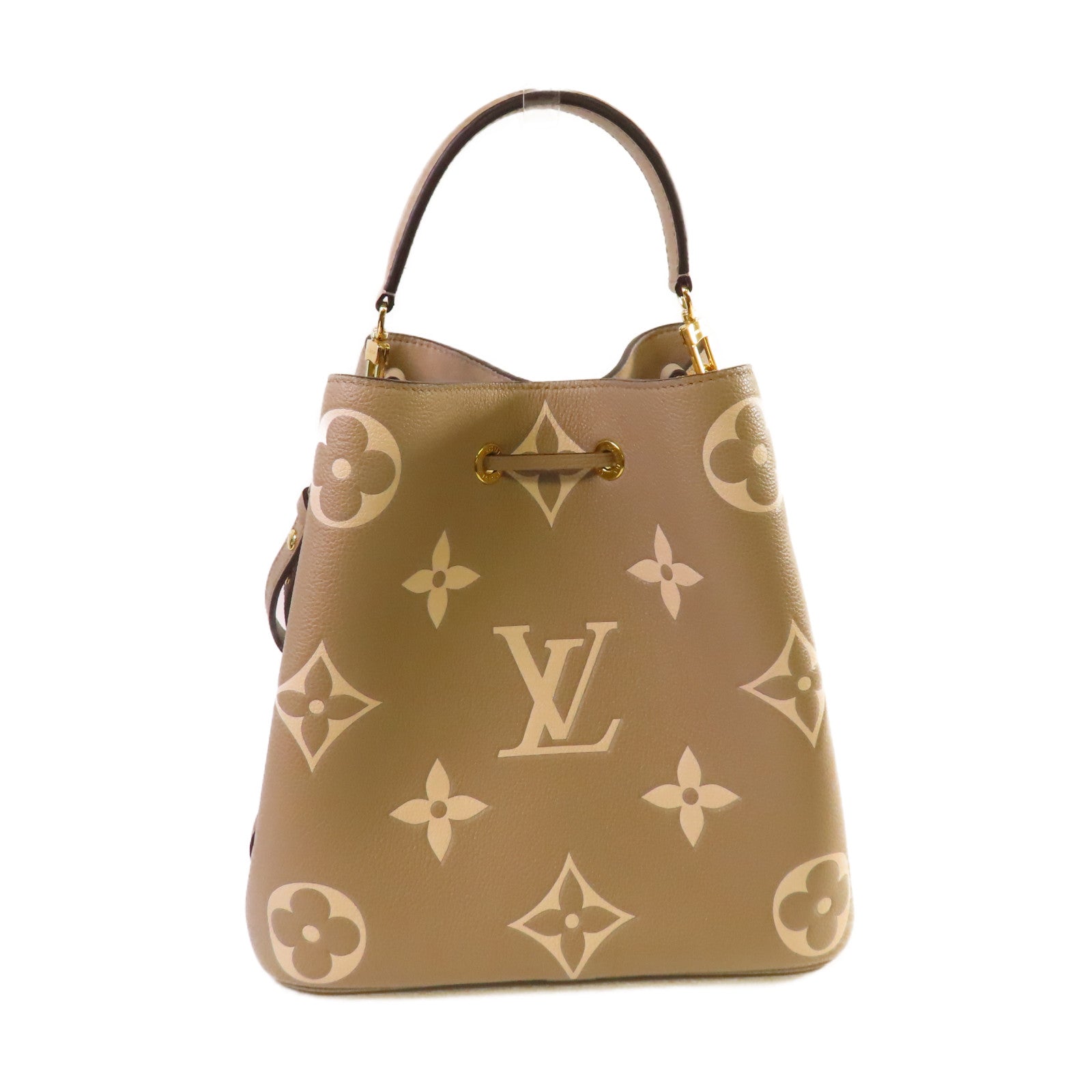 LOUIS VUITTON Monogram Empreinte NeoNoe MM 2way Shoulder Bag金扣手挽肩背兩用袋斑鳩灰色/奶油色