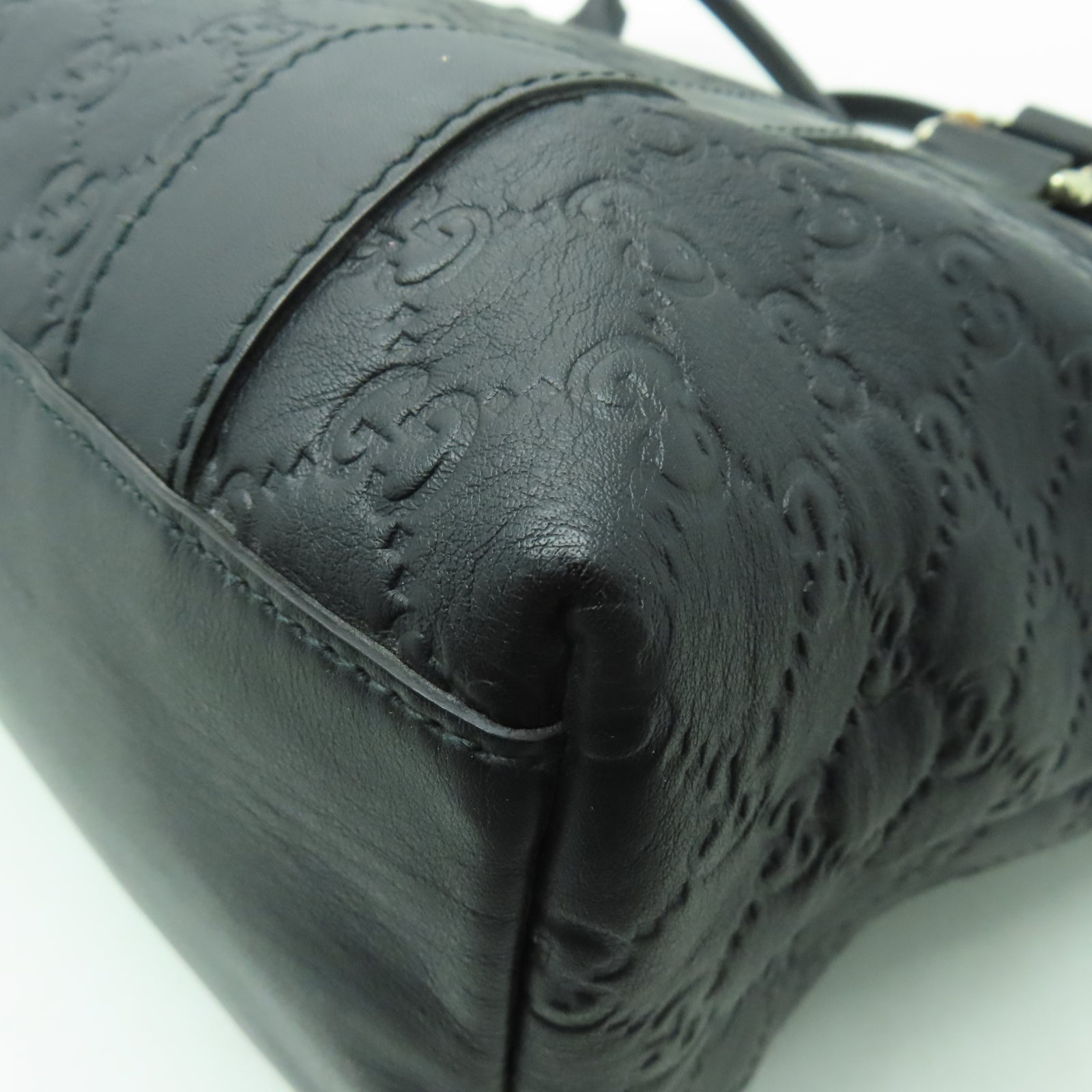 GUCCI 牛皮皮革2 Way Shoulder金扣/銀扣手挽肩背兩用袋黑色