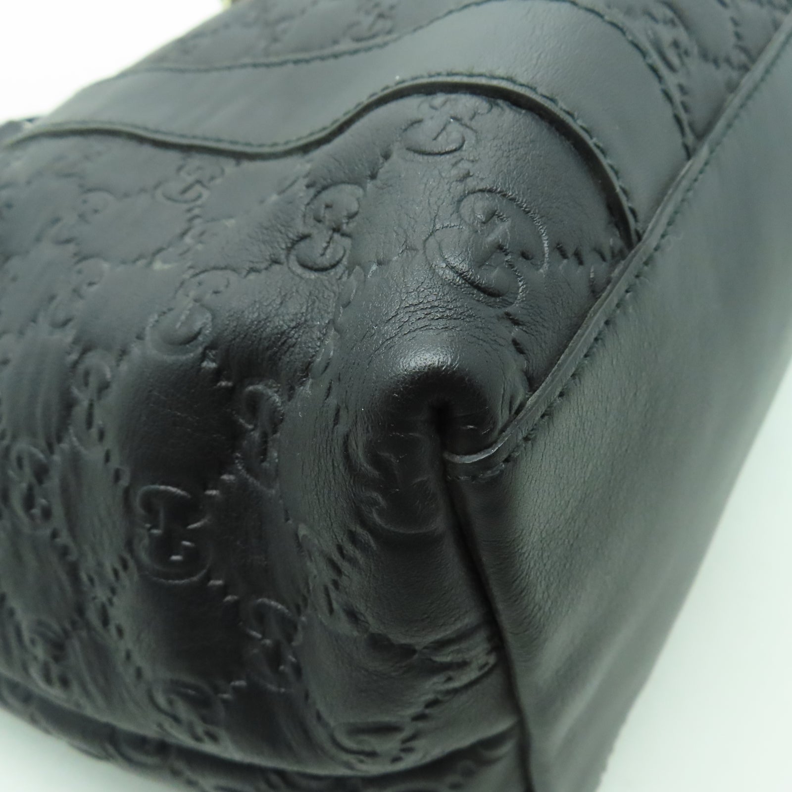 GUCCI 牛皮皮革2 Way Shoulder金扣/銀扣手挽肩背兩用袋黑色