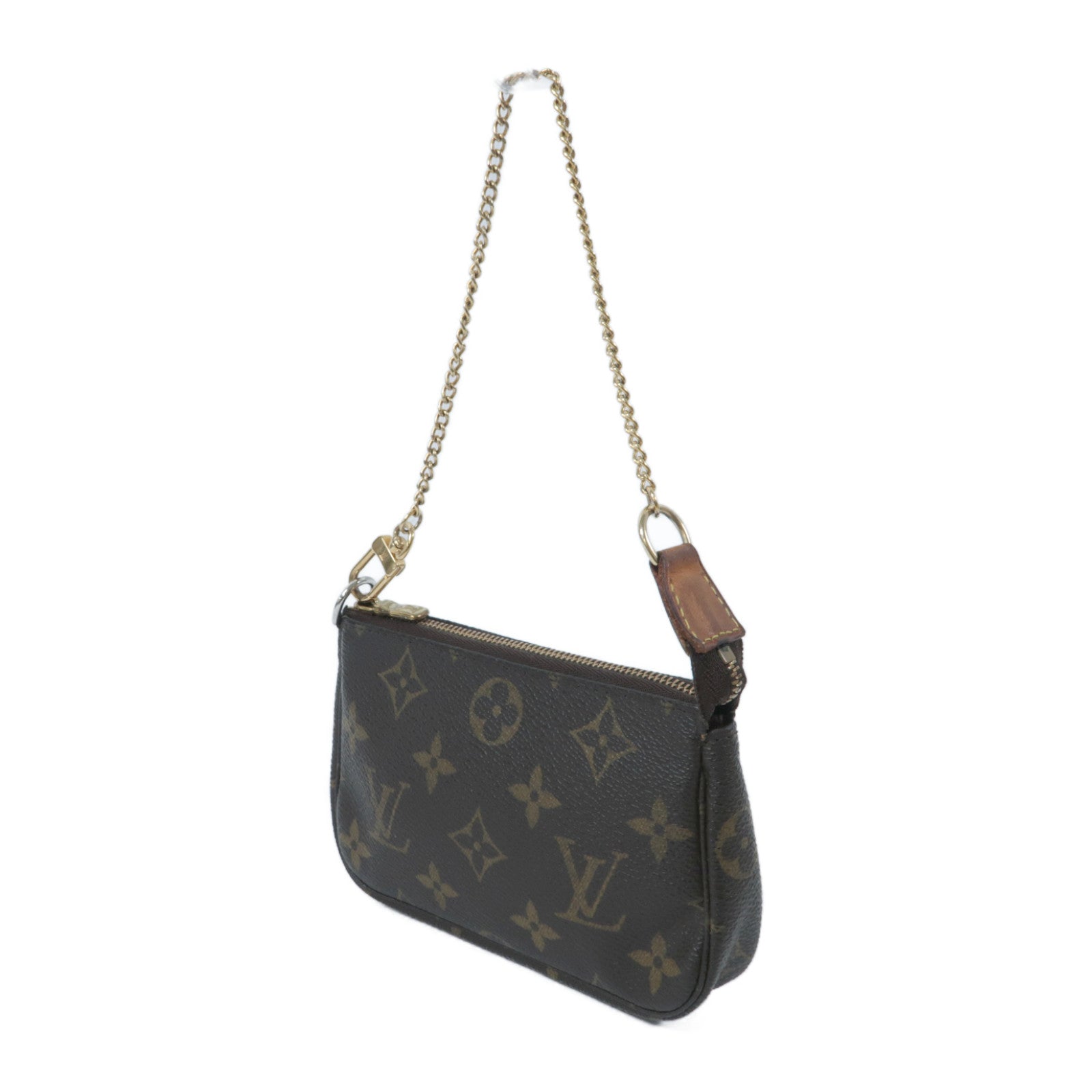 LOUIS VUITTON Monogram Mini Pochette Accessoires金扣手挽袋啡色