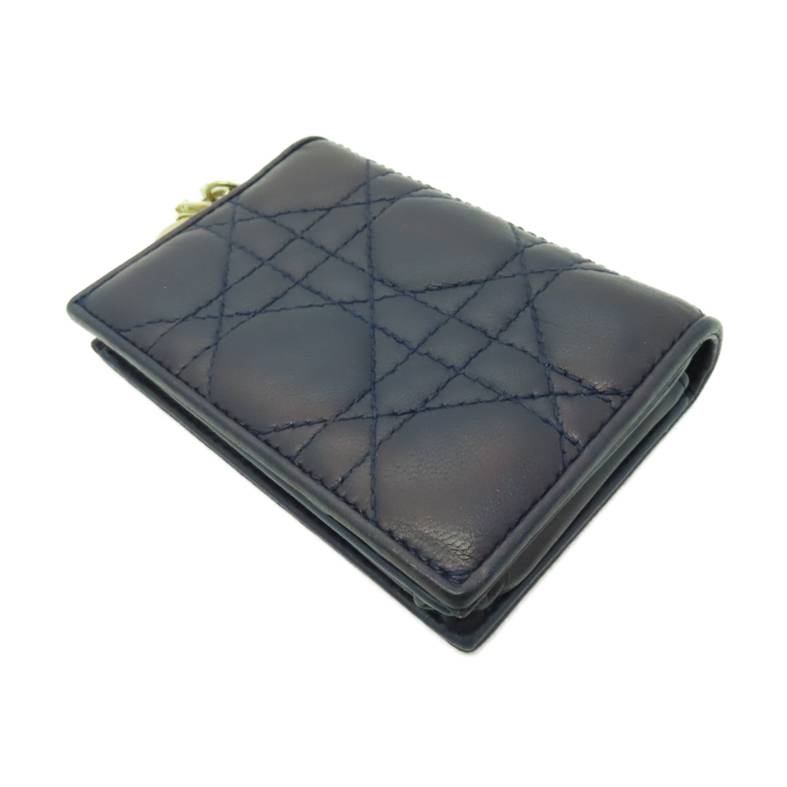 Dior 羊皮皮革Card Case金扣卡片套深藍色