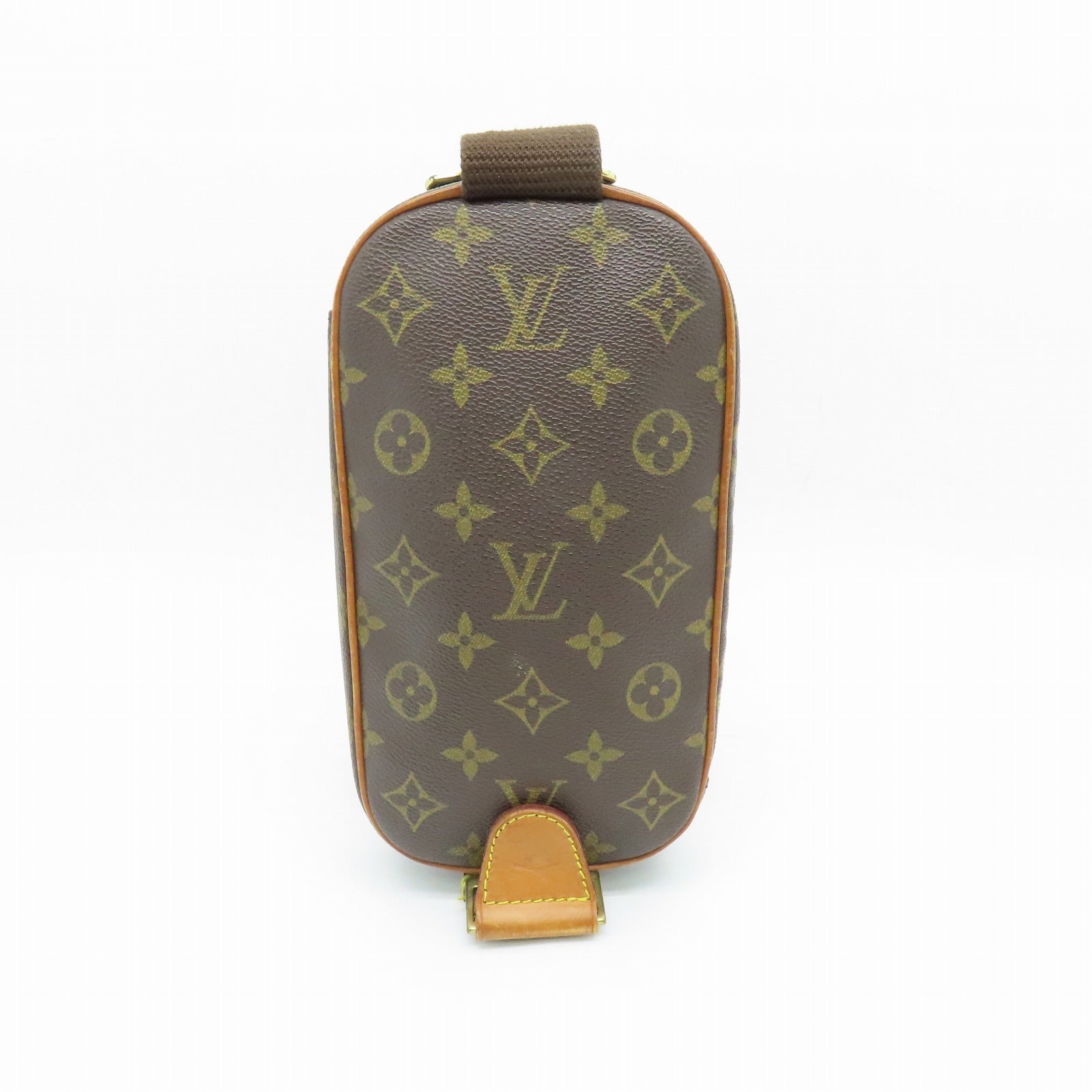 LOUIS VUITTON Monogram Pochette Gange Gold Buckle Belt Bag Brown