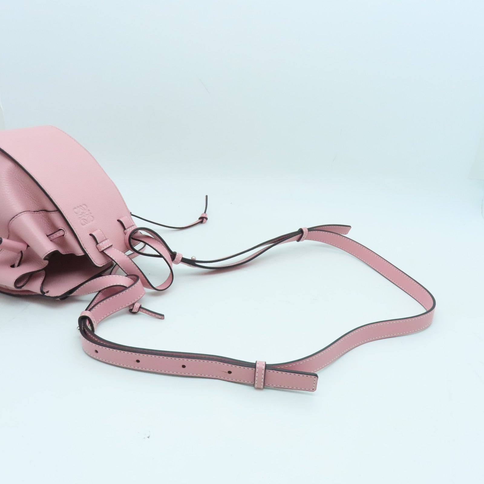 LOEWE Cowhide Leather Mini Hammock Silver Buckle Handle Shoulder Backpack Pink
