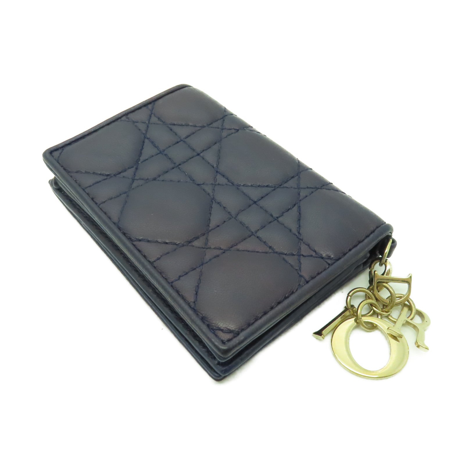 Dior 羊皮皮革Card Case金扣卡片套深藍色
