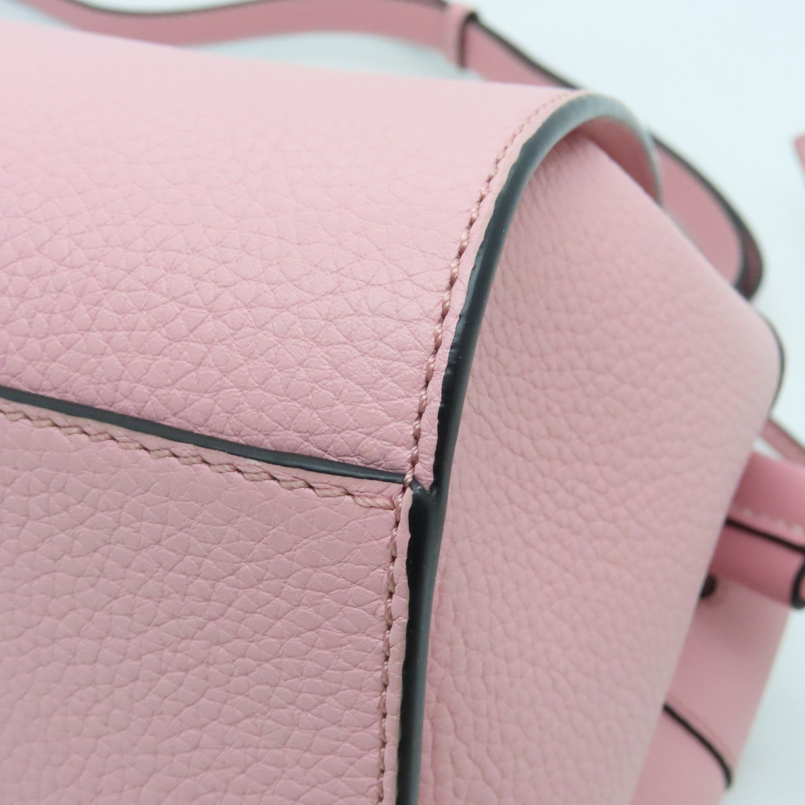 LOEWE Cowhide Leather Mini Hammock Silver Buckle Handle Shoulder Backpack Pink