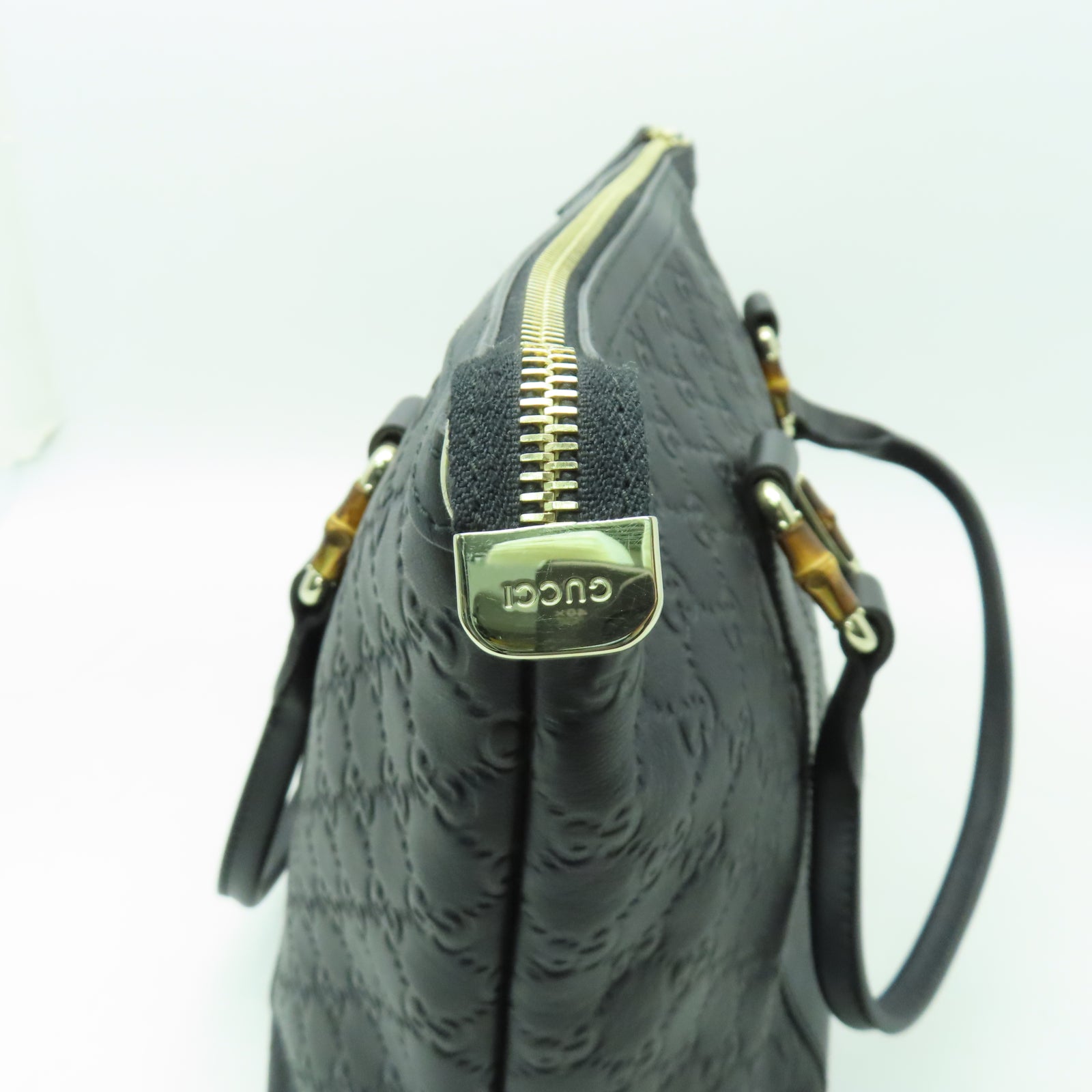 GUCCI 牛皮皮革2 Way Shoulder金扣/銀扣手挽肩背兩用袋黑色