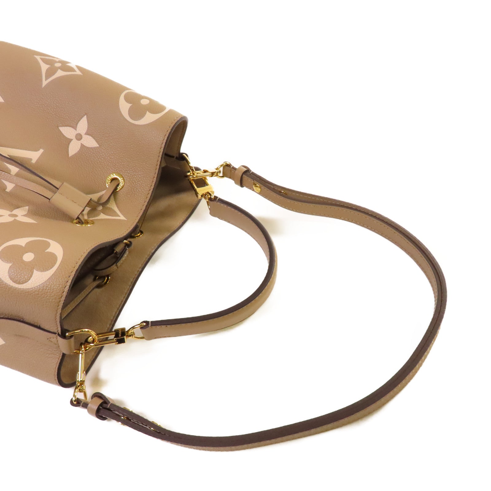 LOUIS VUITTON Monogram Empreinte NeoNoe MM 2way Shoulder Bag金扣手挽肩背兩用袋斑鳩灰色/奶油色