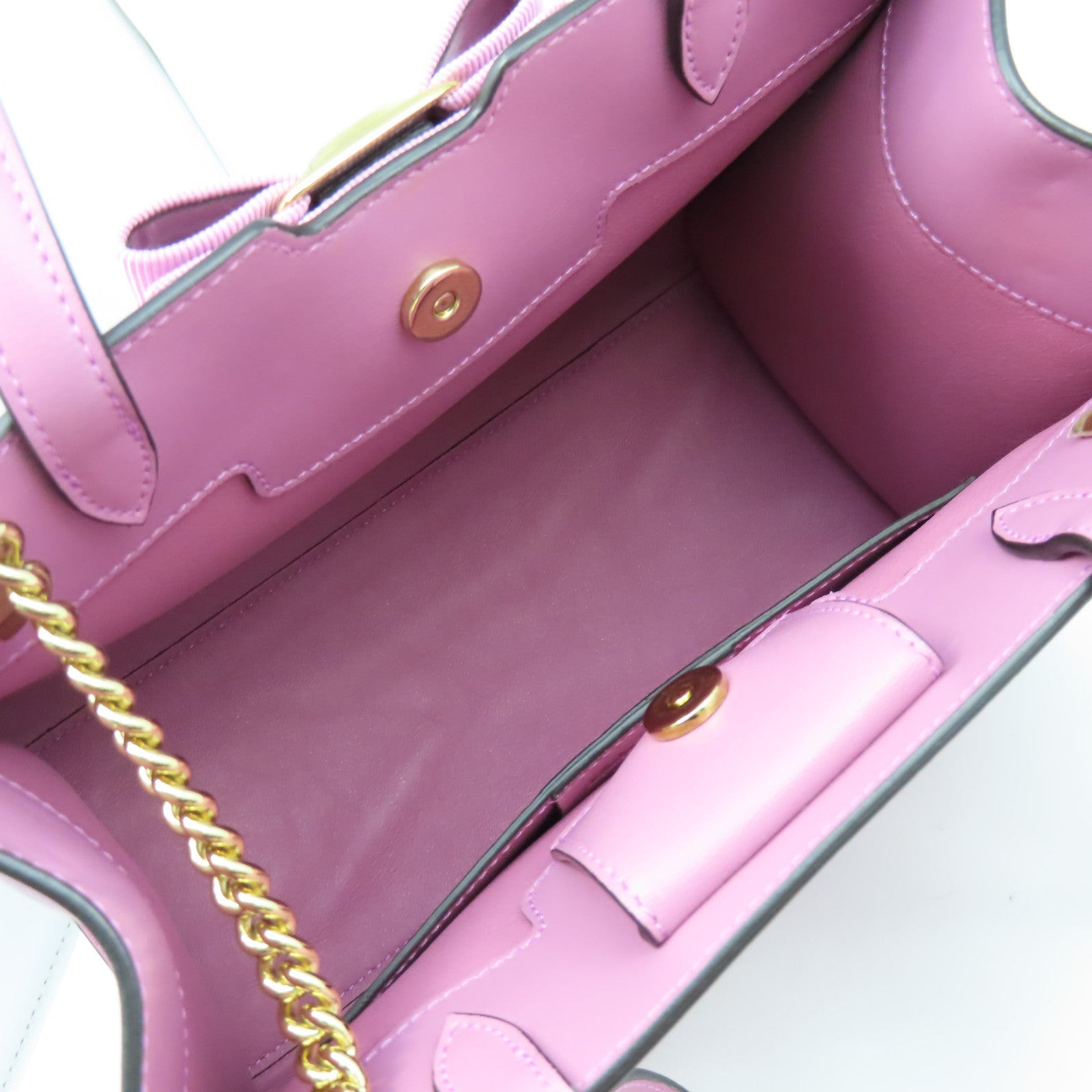 Salvatore Ferragamo 牛皮皮革Chain Shoulder Bag金扣手挽肩背兩用袋暗粉紅色