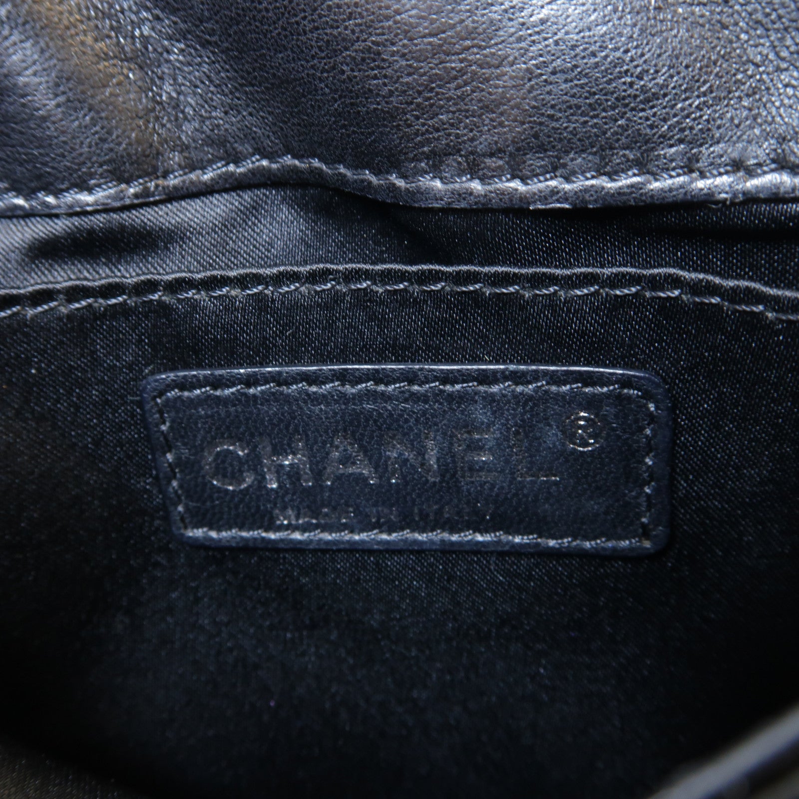 CHANEL 菱格牛皮皮革Chain Shoulder Bag銀扣鏈帶肩背袋黑色