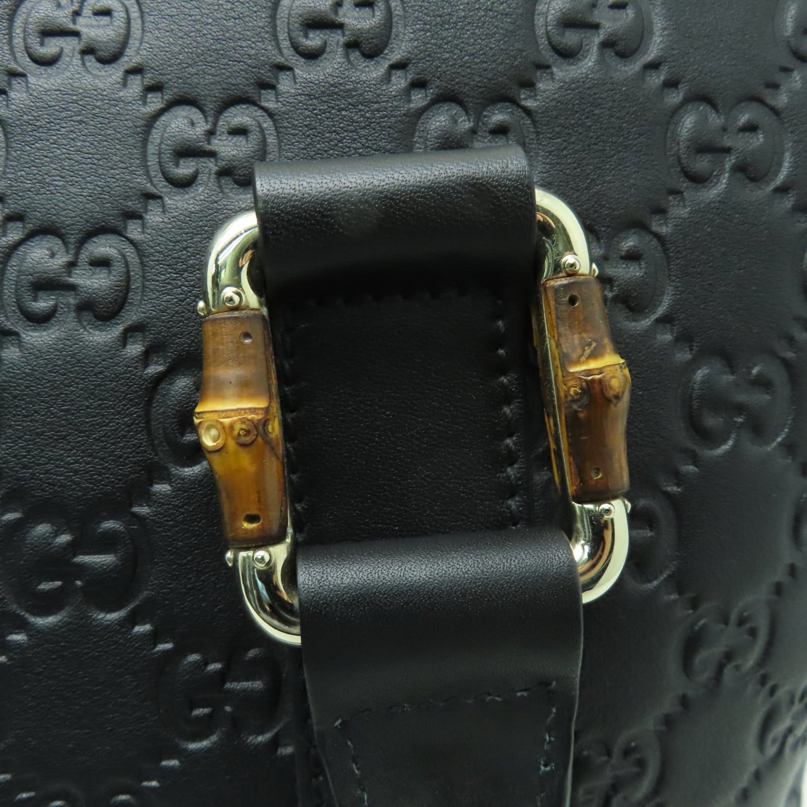 GUCCI 牛皮皮革2 Way Shoulder金扣/銀扣手挽肩背兩用袋黑色