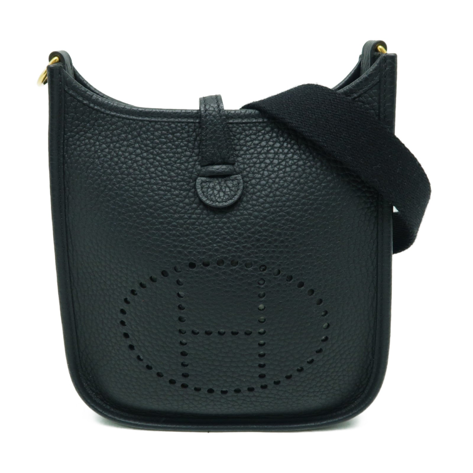 HERMES Clemence皮革Evelyne TPM金扣肩背袋黒色