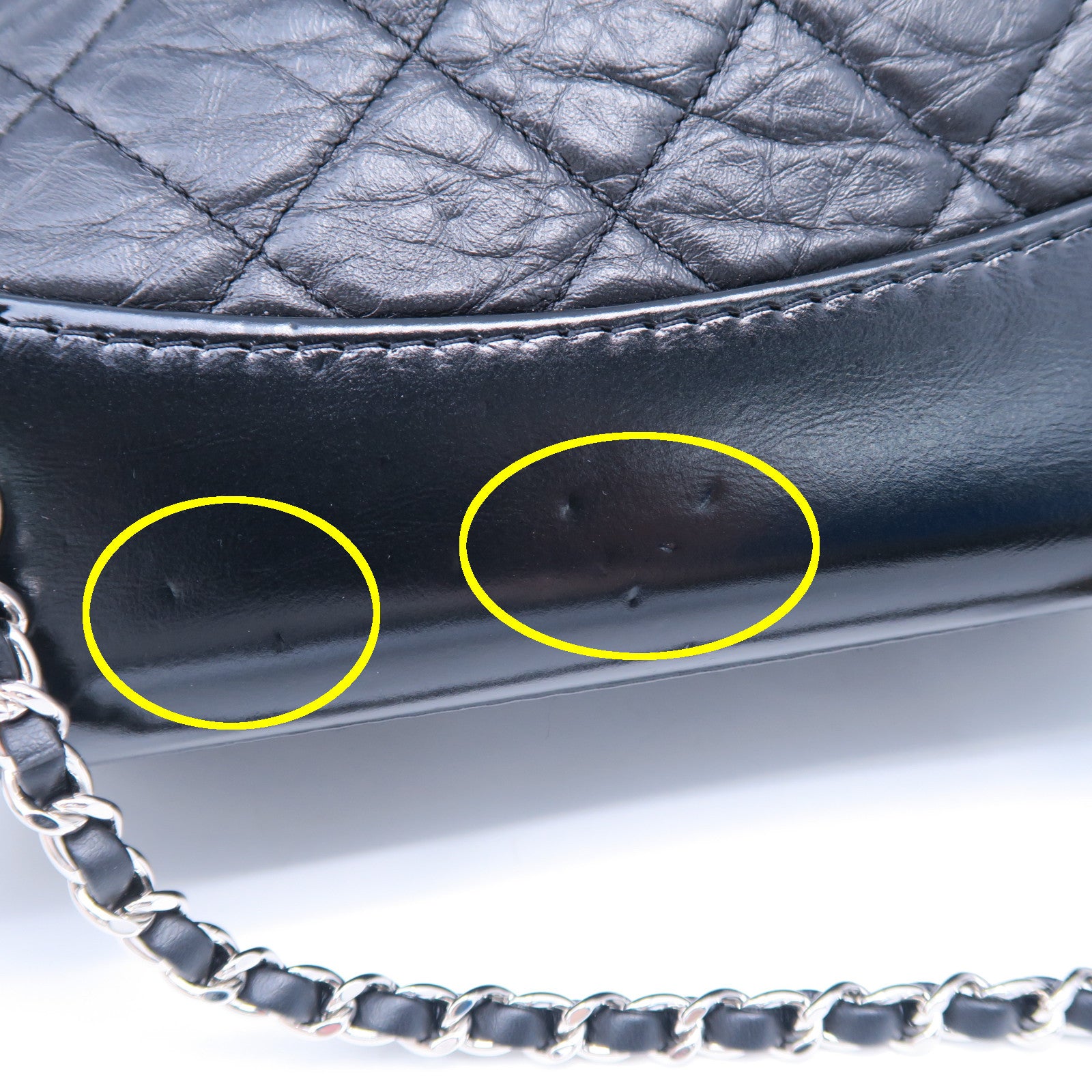 CHANEL 菱格牛皮皮革Gabrielle Backpack银扣链带背包黑色