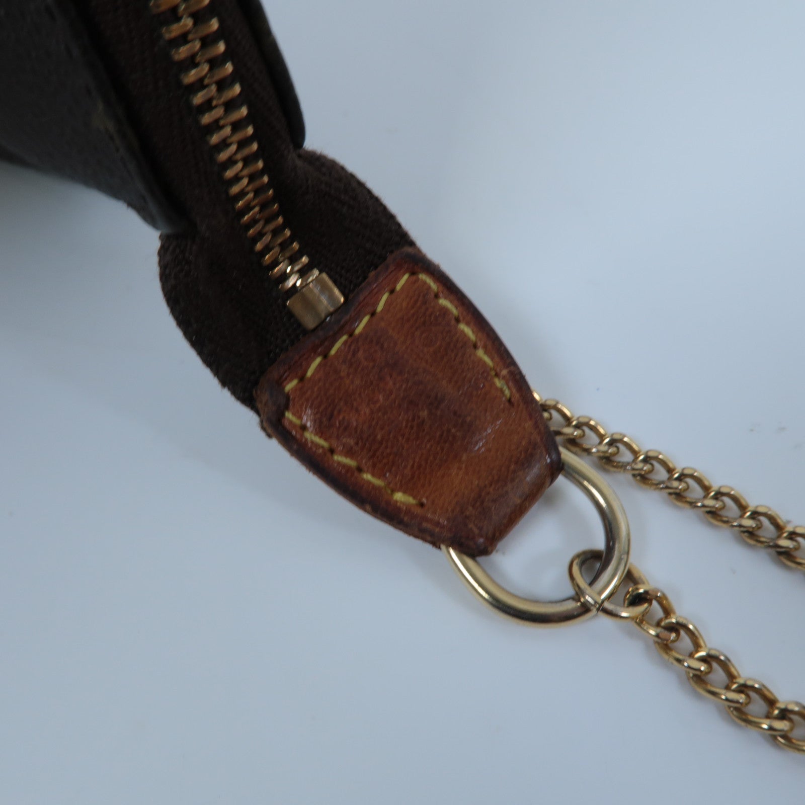 LOUIS VUITTON Monogram Mini Pochette Accessoires金扣手挽袋啡色