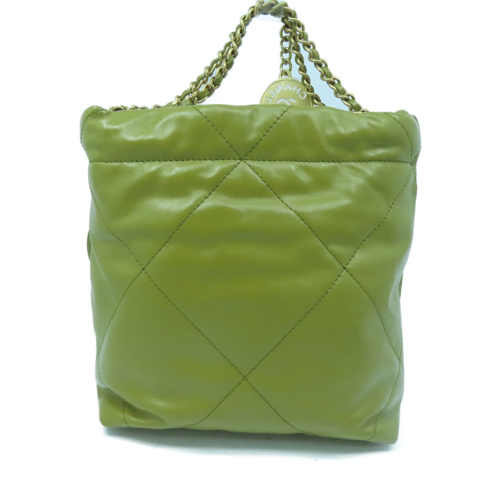 CHANEL 【激減優惠】牛皮皮革Chain Shoulder金扣鏈帶肩背袋綠色