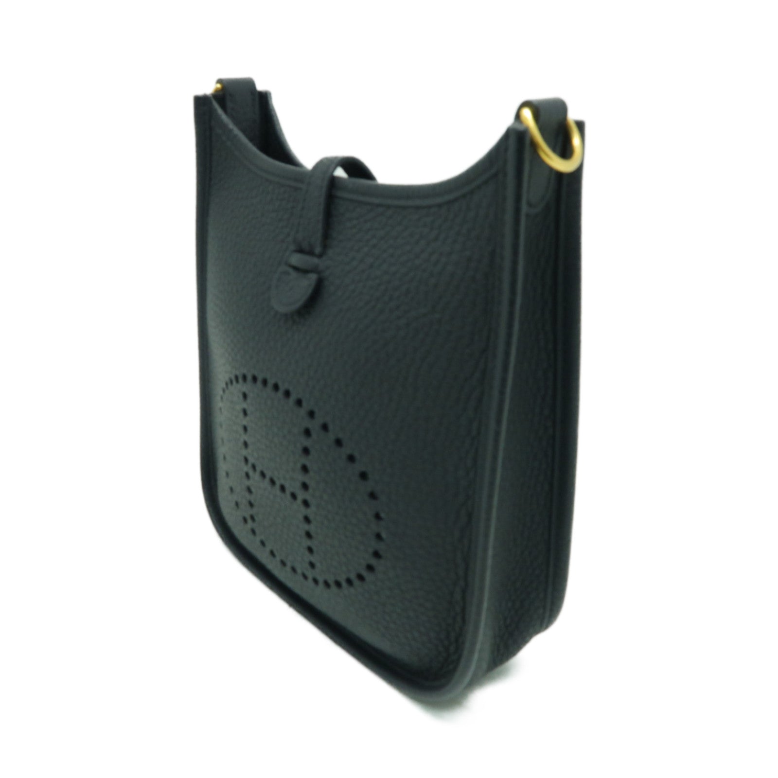 HERMES Clemence皮革Evelyne TPM金扣肩背袋黒色