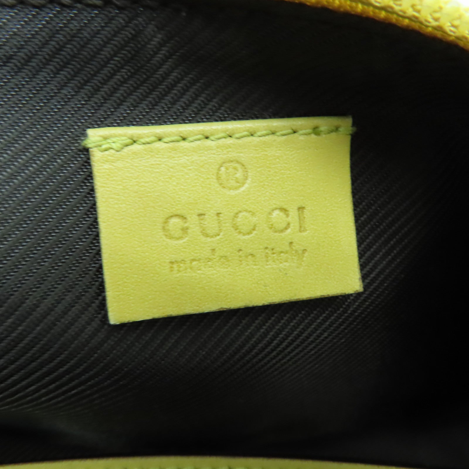 GUCCI 帆布Pouch銀扣手提包啡色/黃色