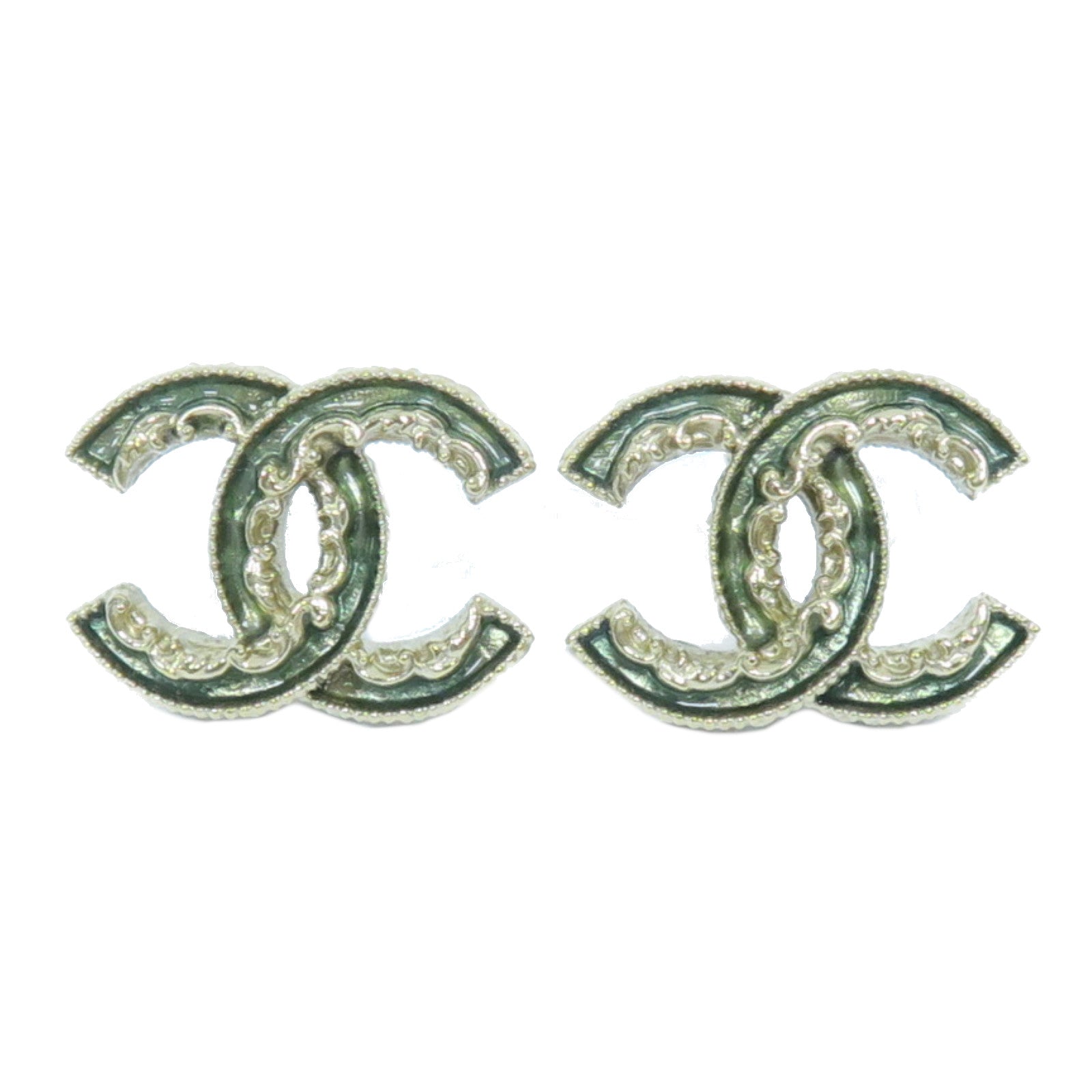 CHANEL 金屬Earrings耳環金色/綠色