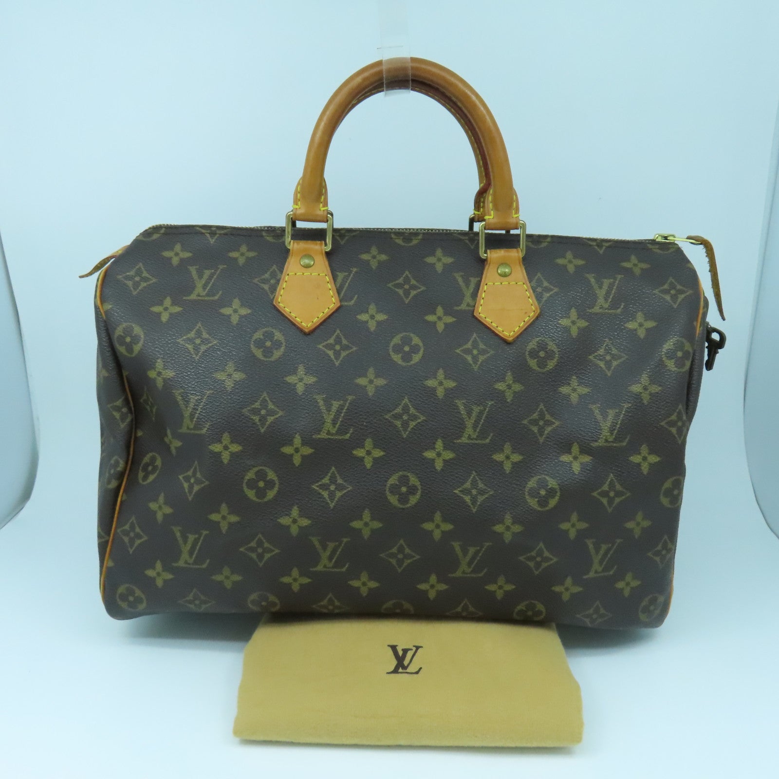 LOUIS VUITTON Monogram Speedy 35金扣手挽袋啡色
