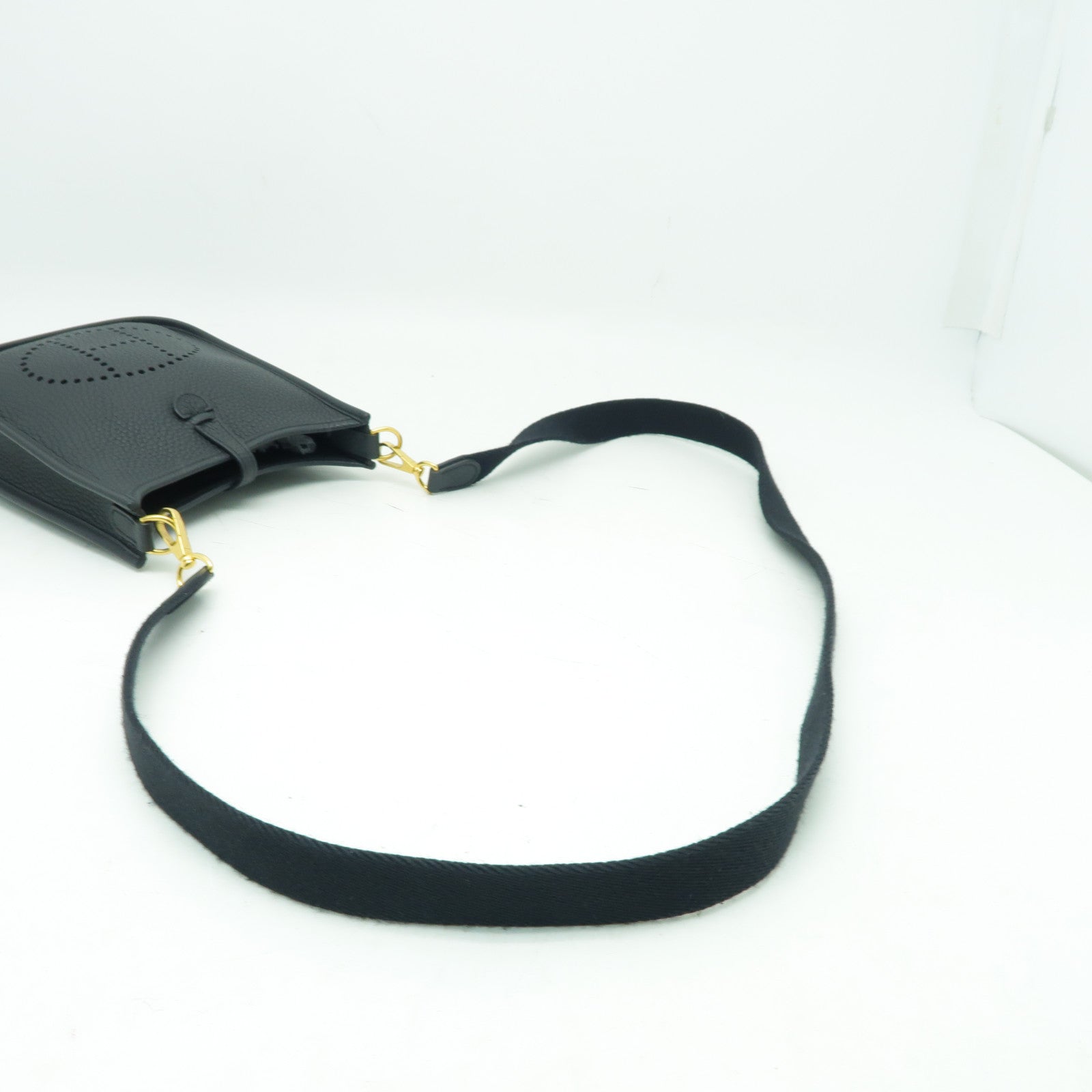 HERMES Clemence皮革Evelyne TPM金扣肩背袋黒色