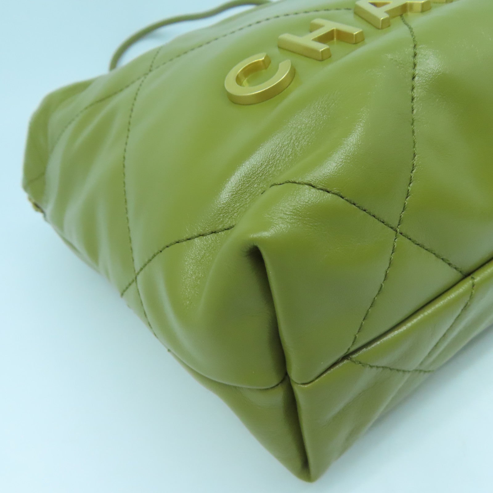 CHANEL 【激減優惠】牛皮皮革Chain Shoulder金扣鏈帶肩背袋綠色