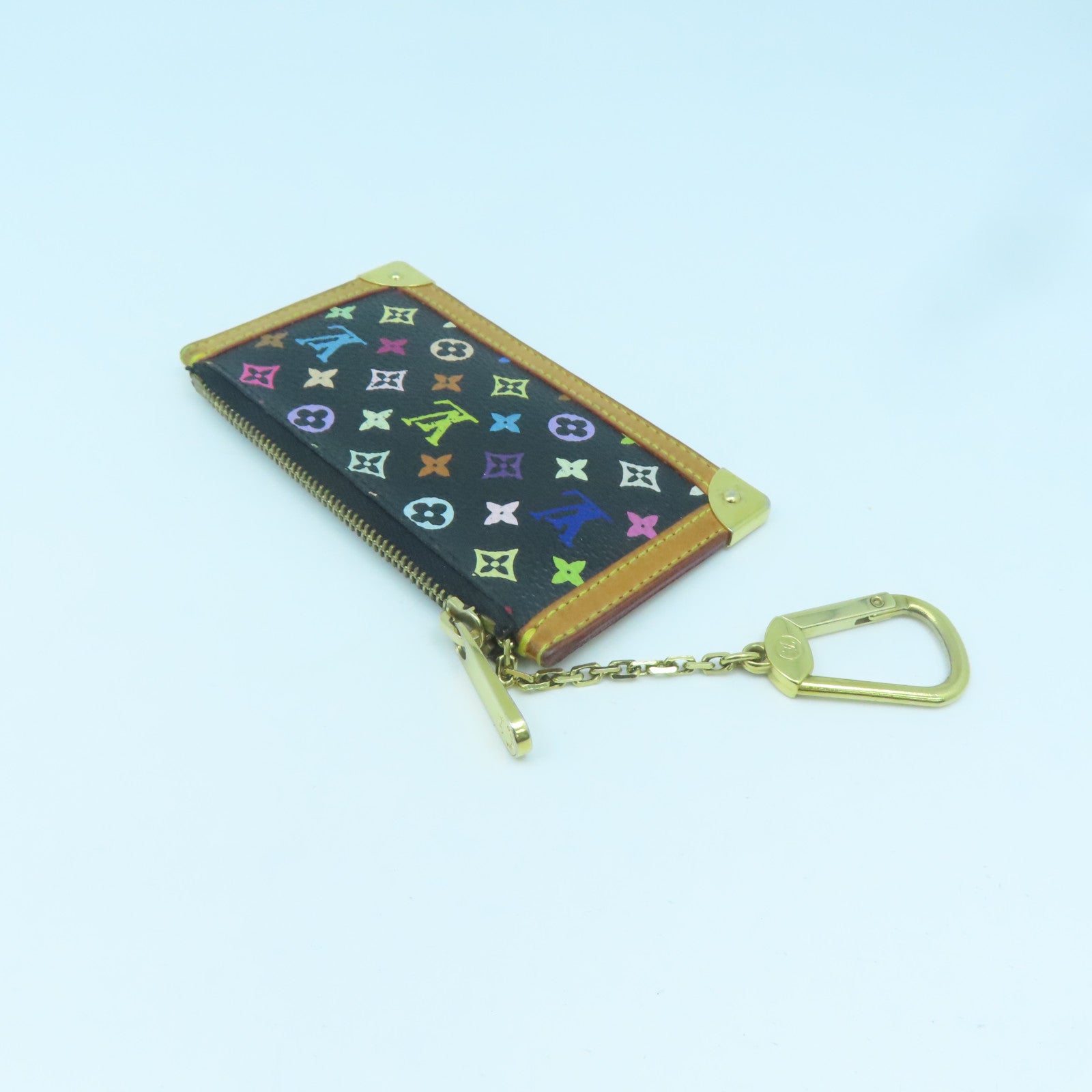 LOUIS VUITTON Monogram Multicolore Pochette Cles gold buckle key bag color