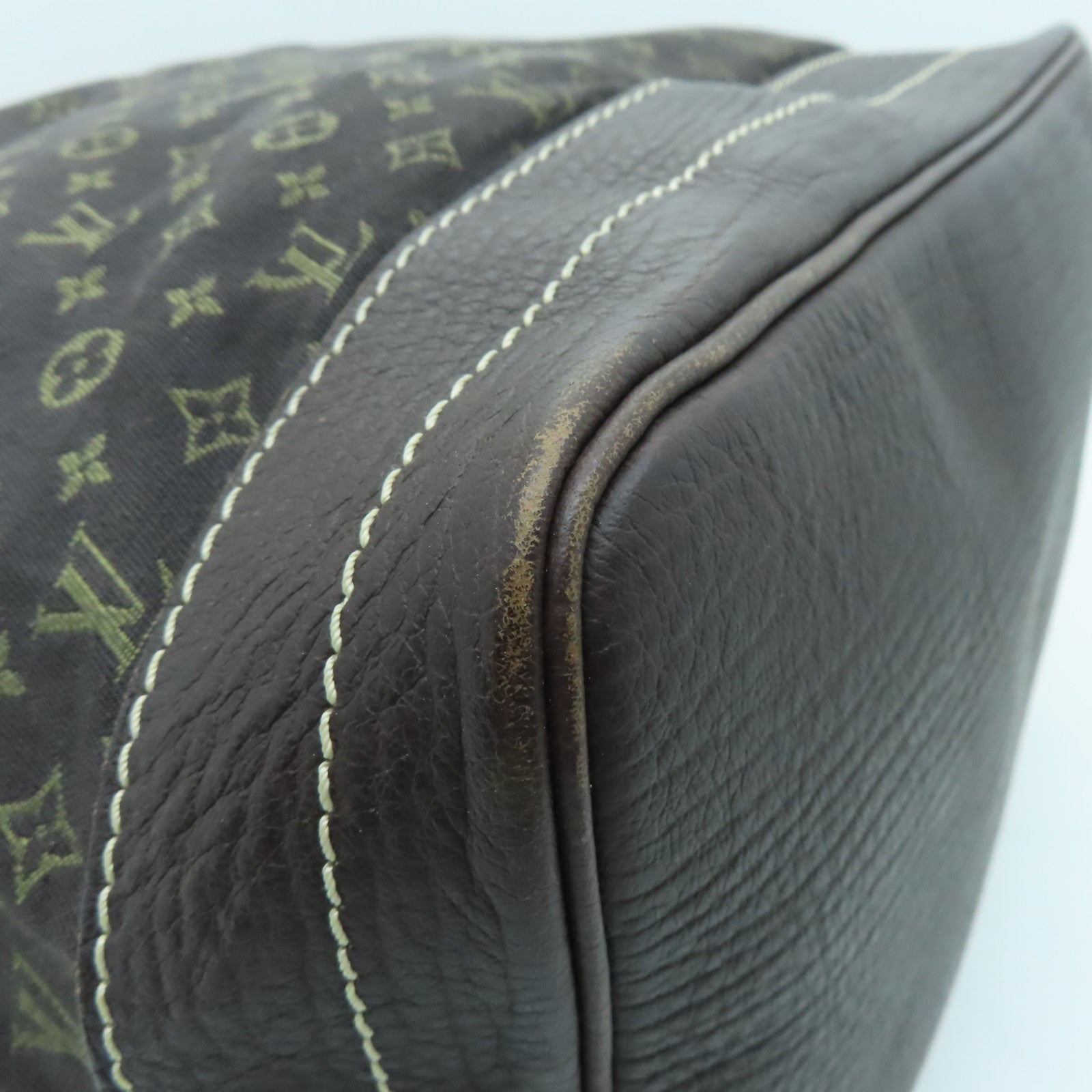 LOUIS VUITTON Monogram Mini Lin Noe Gold Buckle Shoulder Bag Brown