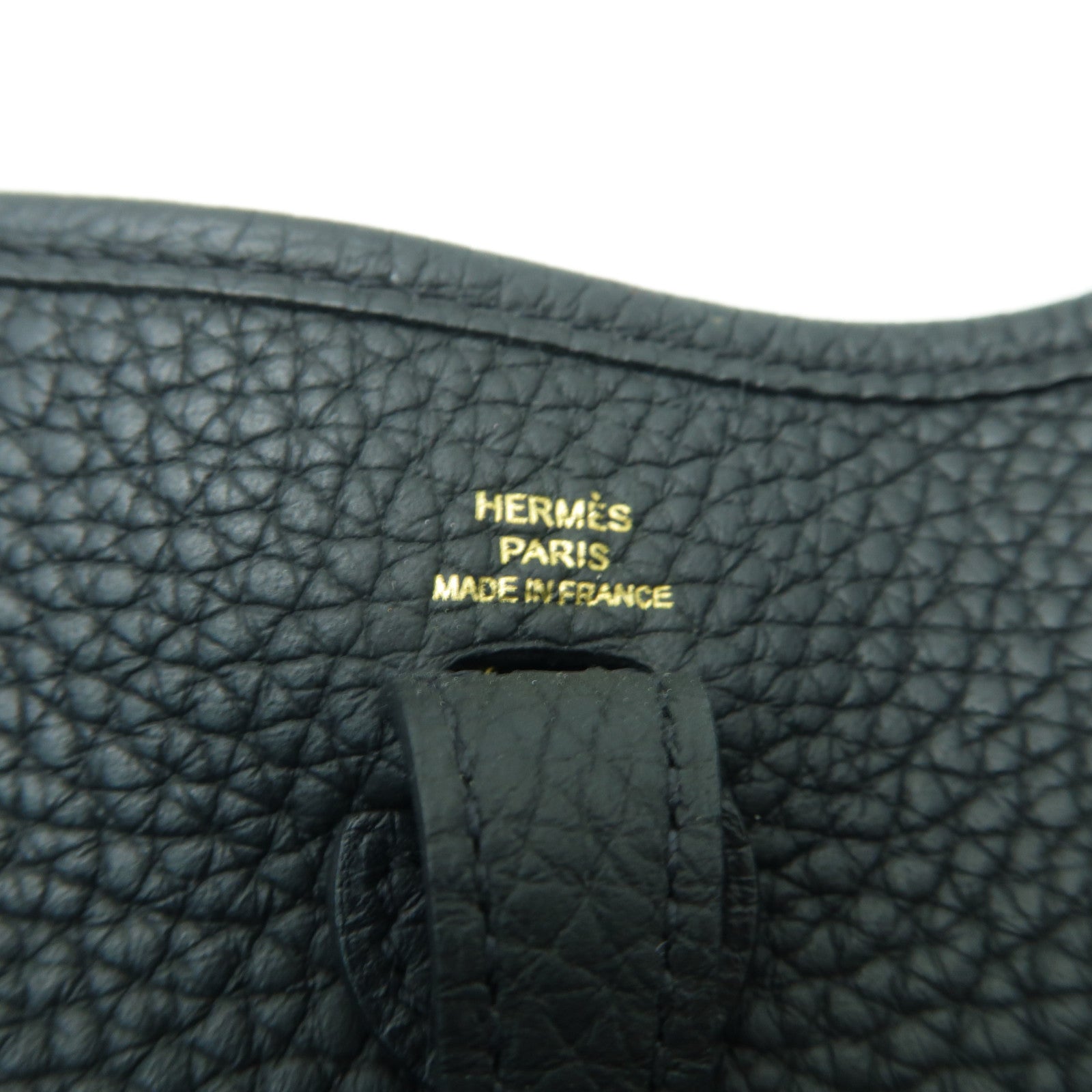 HERMES Clemence皮革Evelyne TPM金扣肩背袋黒色