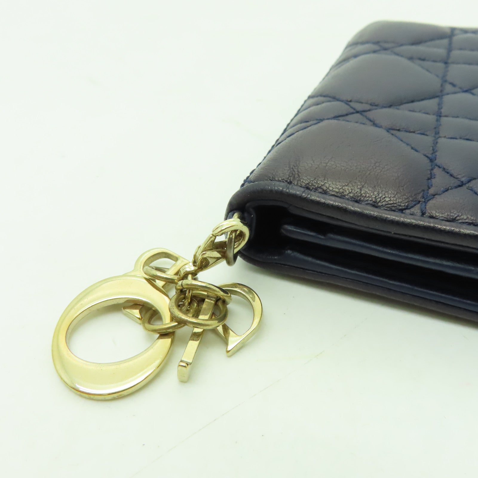 Dior 羊皮皮革Card Case金扣卡片套深藍色