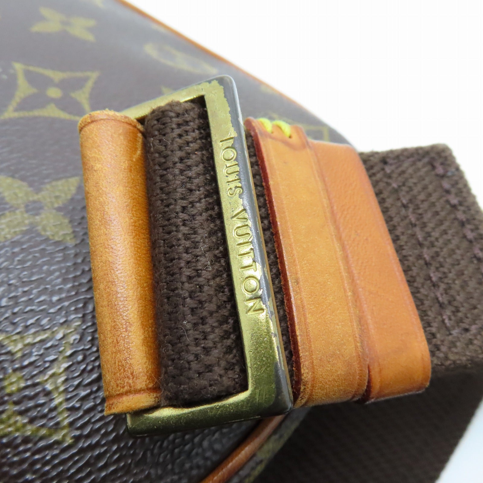 LOUIS VUITTON Monogram Pochette Gange Gold Buckle Belt Bag Brown