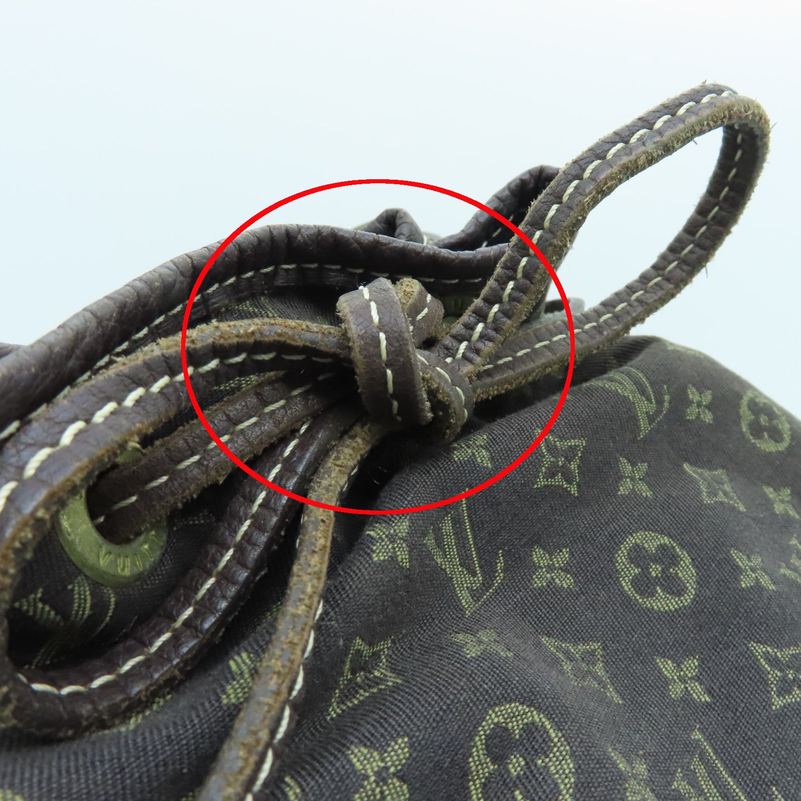 LOUIS VUITTON Monogram Mini Lin Noe Gold Buckle Shoulder Bag Brown