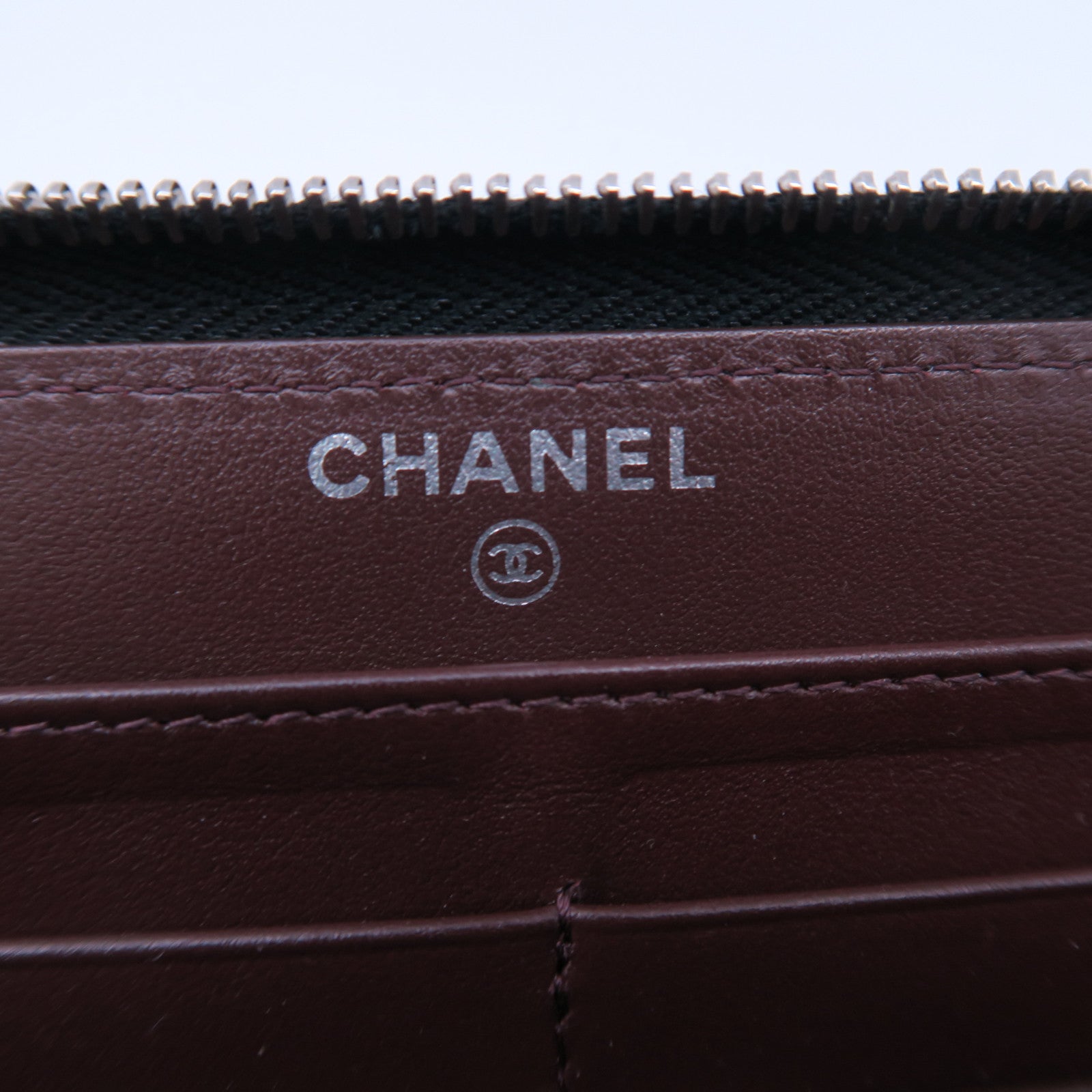 CHANEL 菱格Caviar皮革Zipper Long Wallet銀扣長錢包黑色