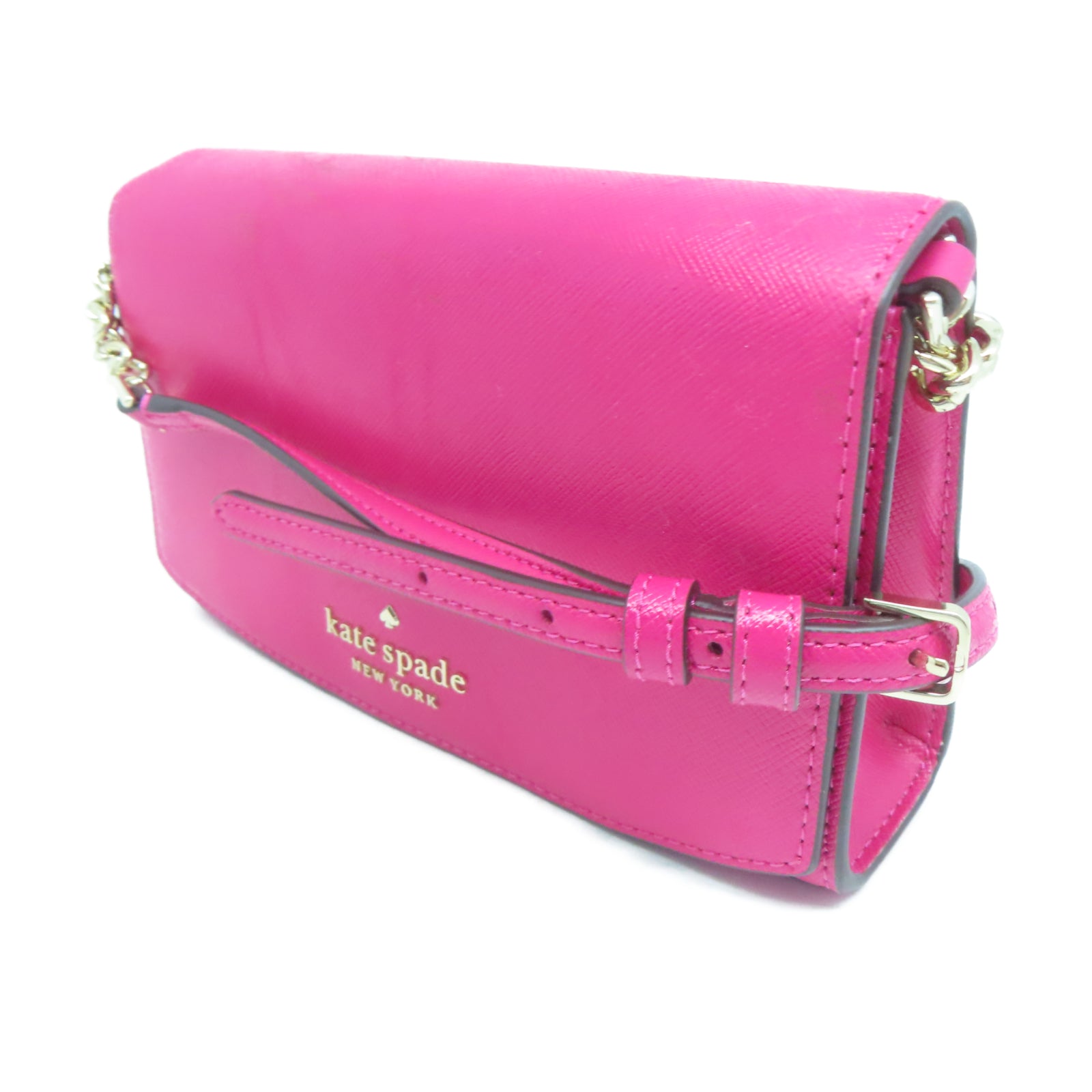 Kate Spade 牛皮皮革Shoulder Bag金扣鏈帶肩背袋粉紅色