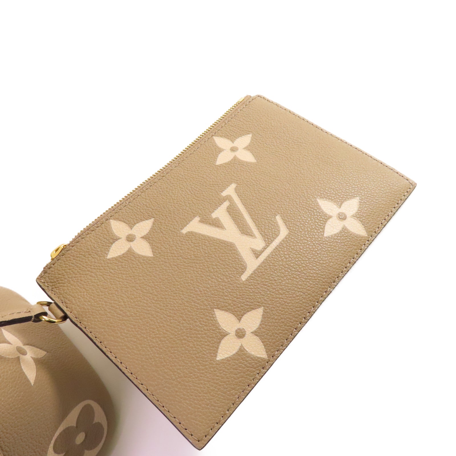 LOUIS VUITTON Monogram Empreinte NeoNoe MM 2way Shoulder Bag金扣手挽肩背兩用袋斑鳩灰色/奶油色
