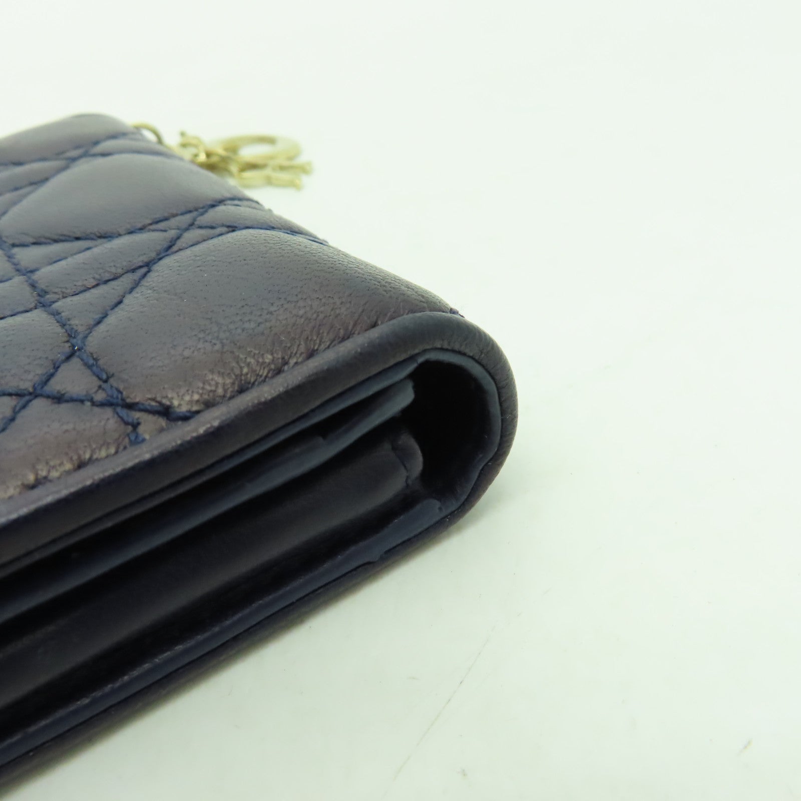 Dior 羊皮皮革Card Case金扣卡片套深藍色