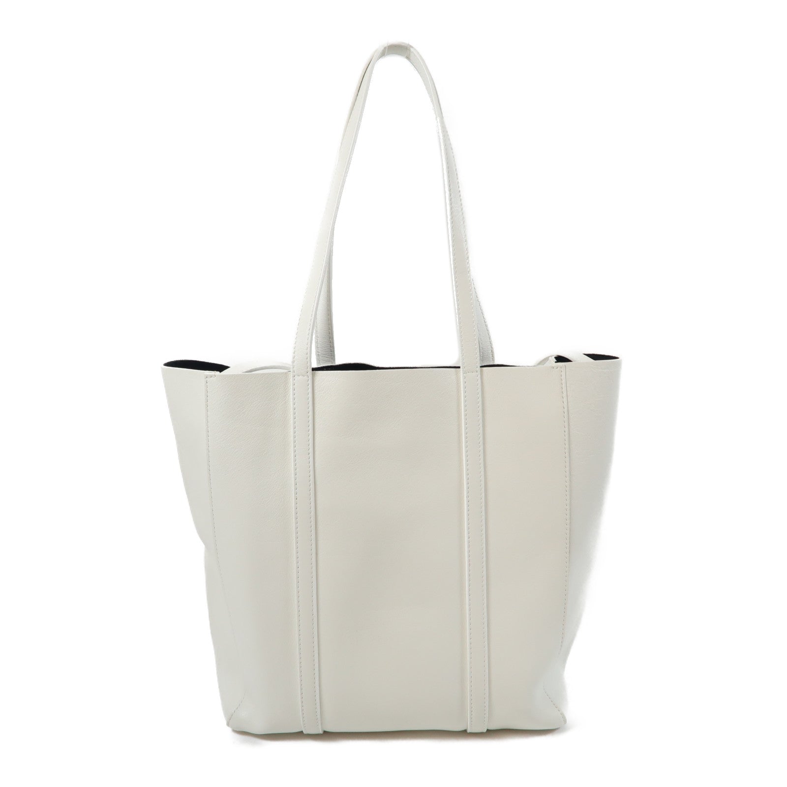 BALENCIAGA 牛皮皮革Tote Bag銀扣手挽肩背兩用袋白色
