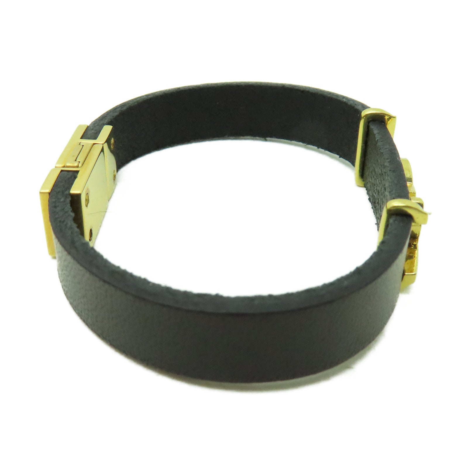SAINT LAURENT 牛皮皮革Bracelet金扣手帶黑色