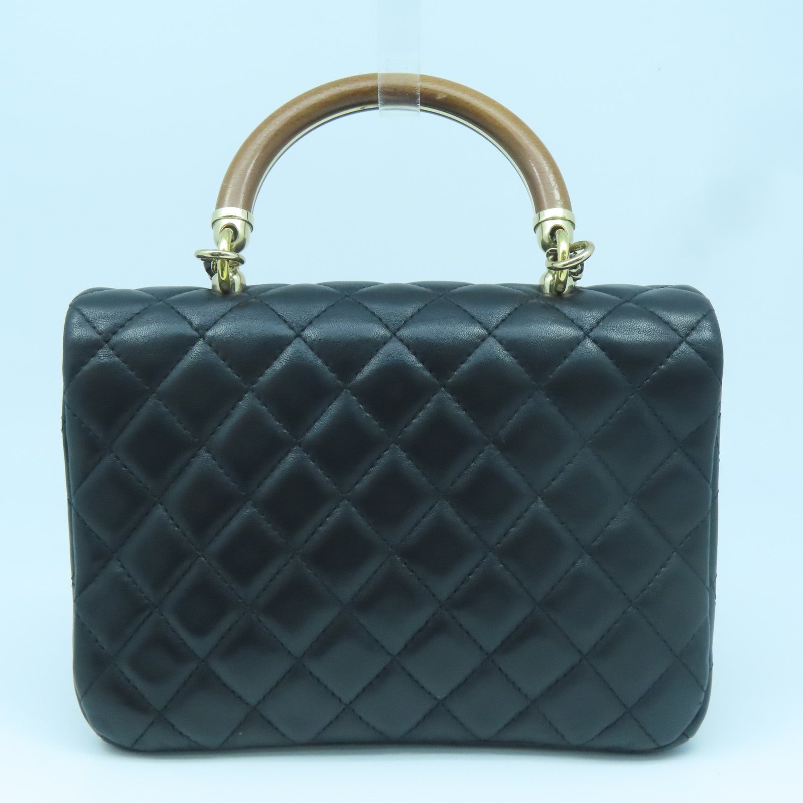 CHANEL Rhombus Sheepskin Leather Chain Shoulder Gold Buckle Handle Shoulder Back Dual-purpose Bag Black